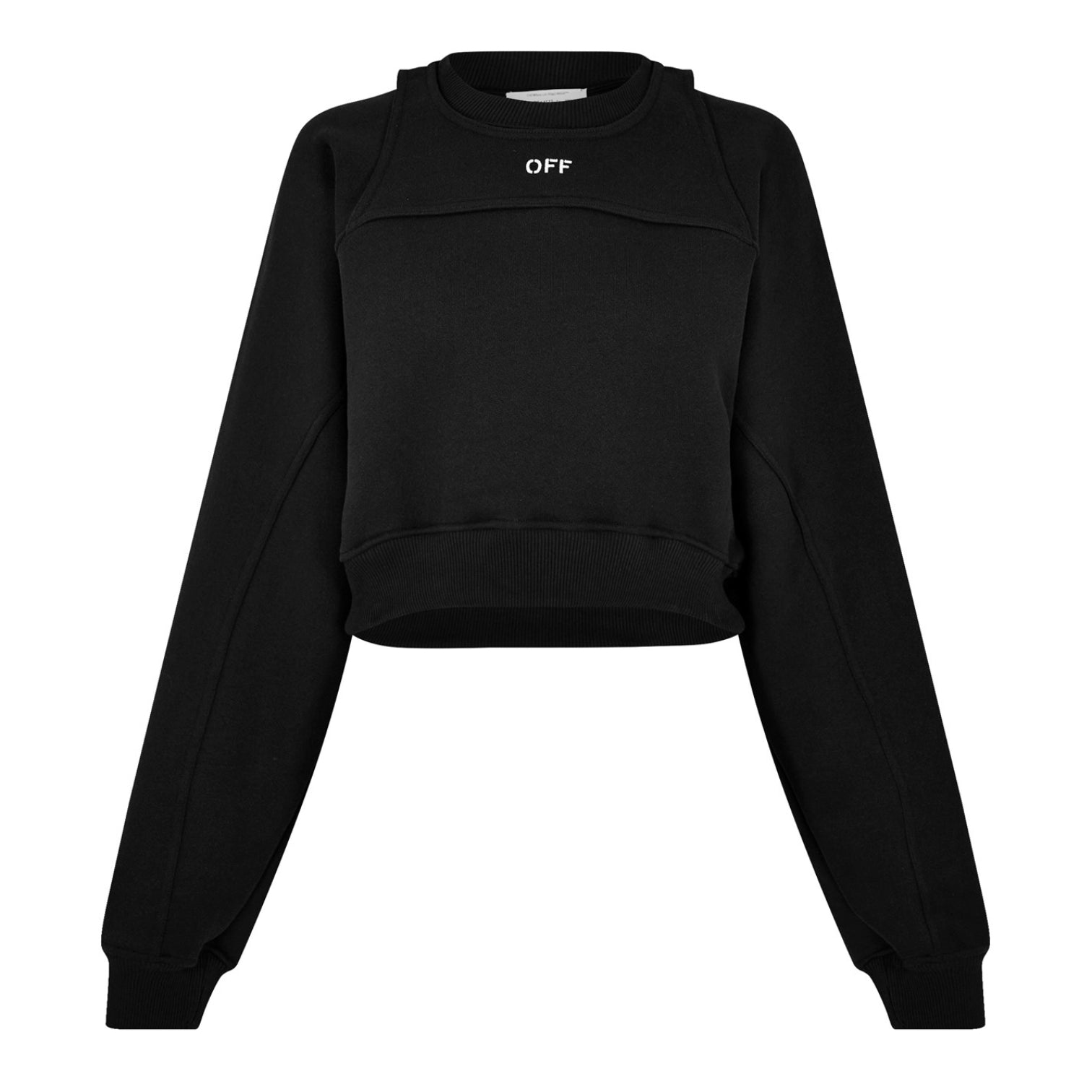 LUXURY HUB OFF WHITE STAMP CROPPED CREW SWEATER
