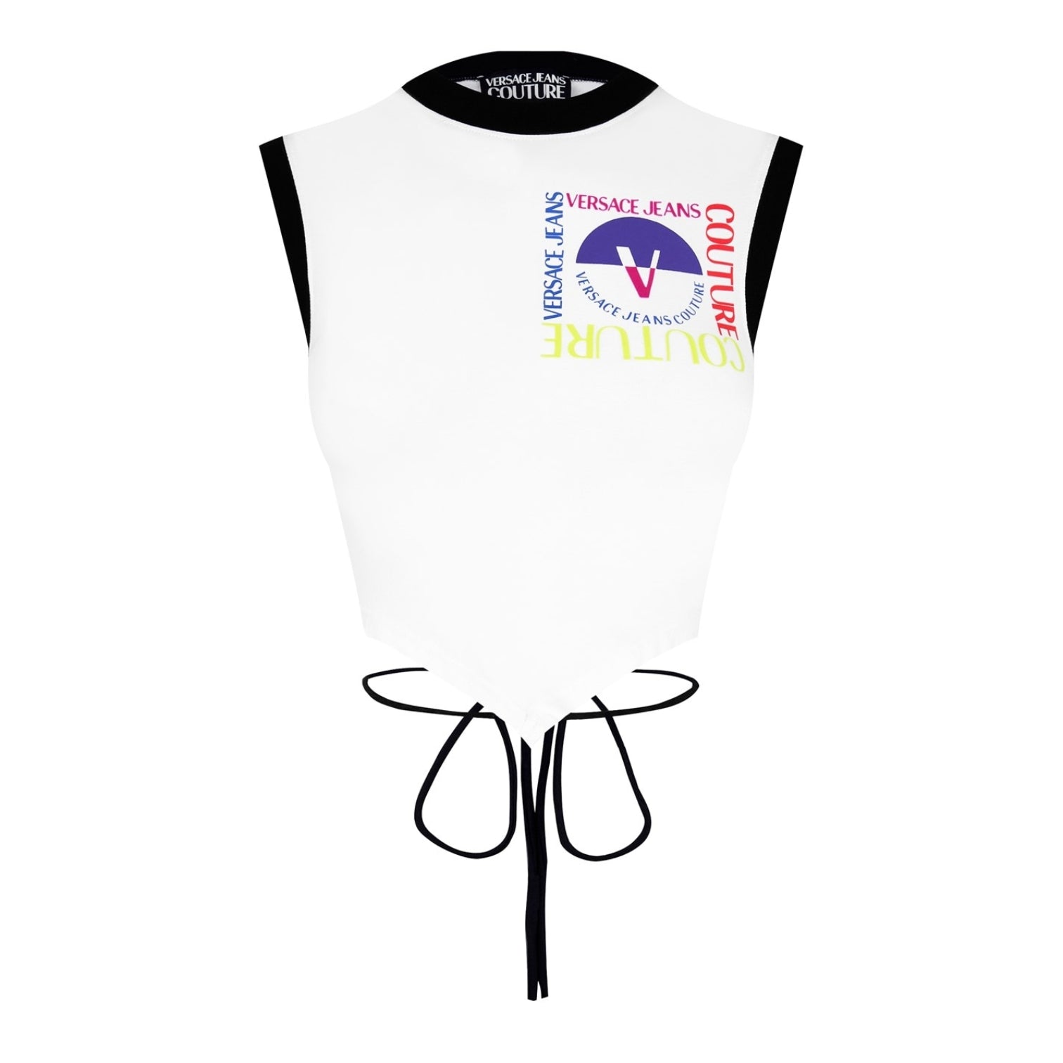 LUXURY HUB VERSACE JEANS COUTURE LOGO VEST CROP TOP