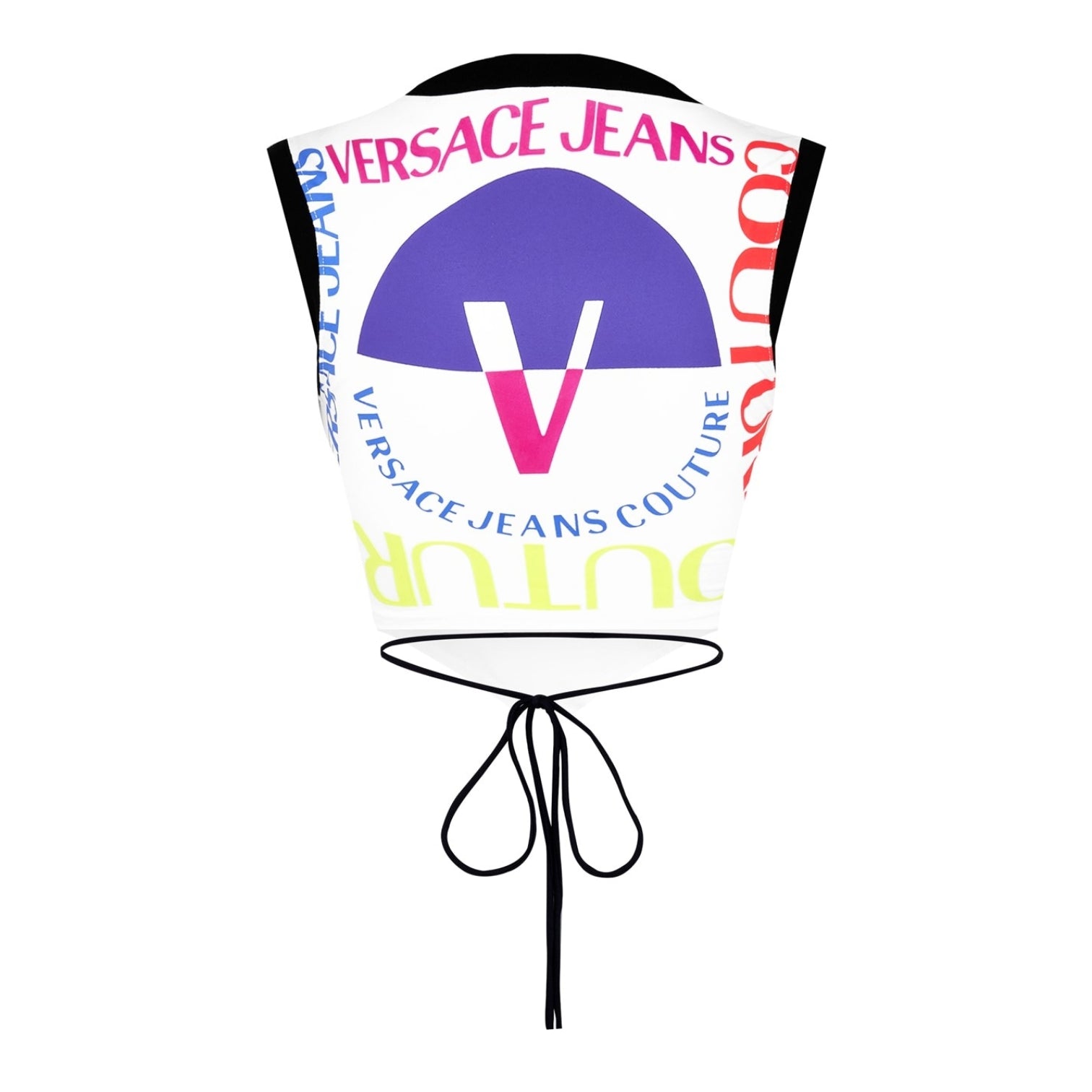 LUXURY HUB VERSACE JEANS COUTURE LOGO VEST CROP TOP