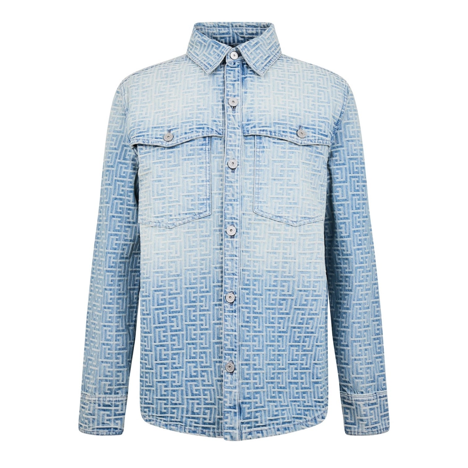 LUXURY HUB BALMAIN MONOGRAM DENIM SHIRT