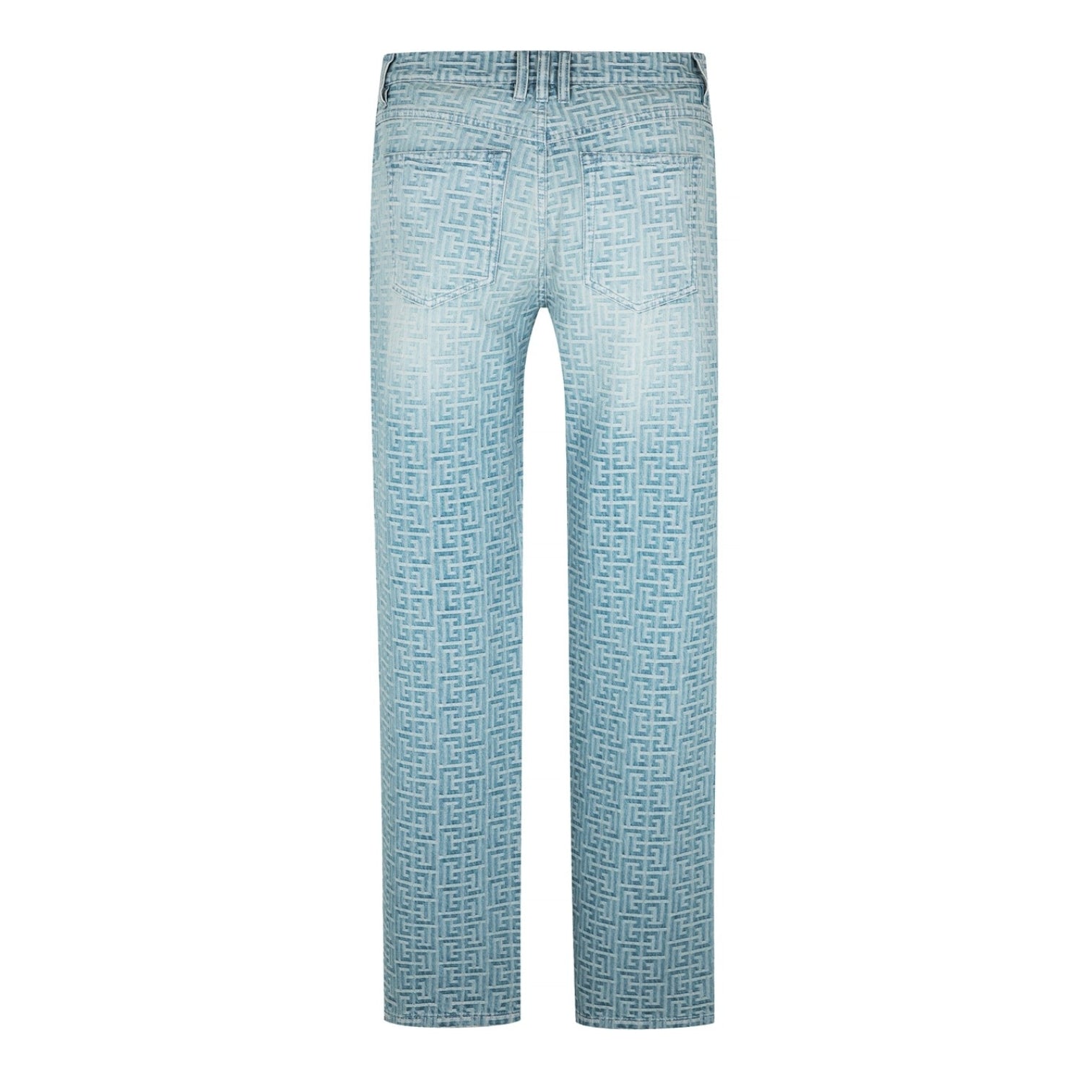 LUXURY HUB BALMAIN MONOGRAMMED JACQUARD DENIM JEANS
