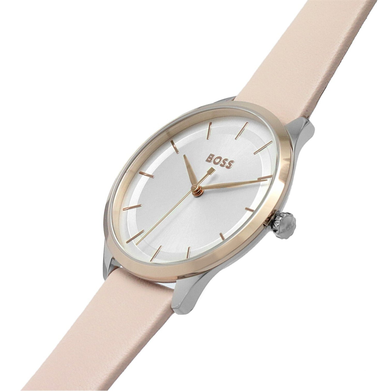 LUXURY HUB BOSS PURA PINK LEATHER STRAP WATCH
