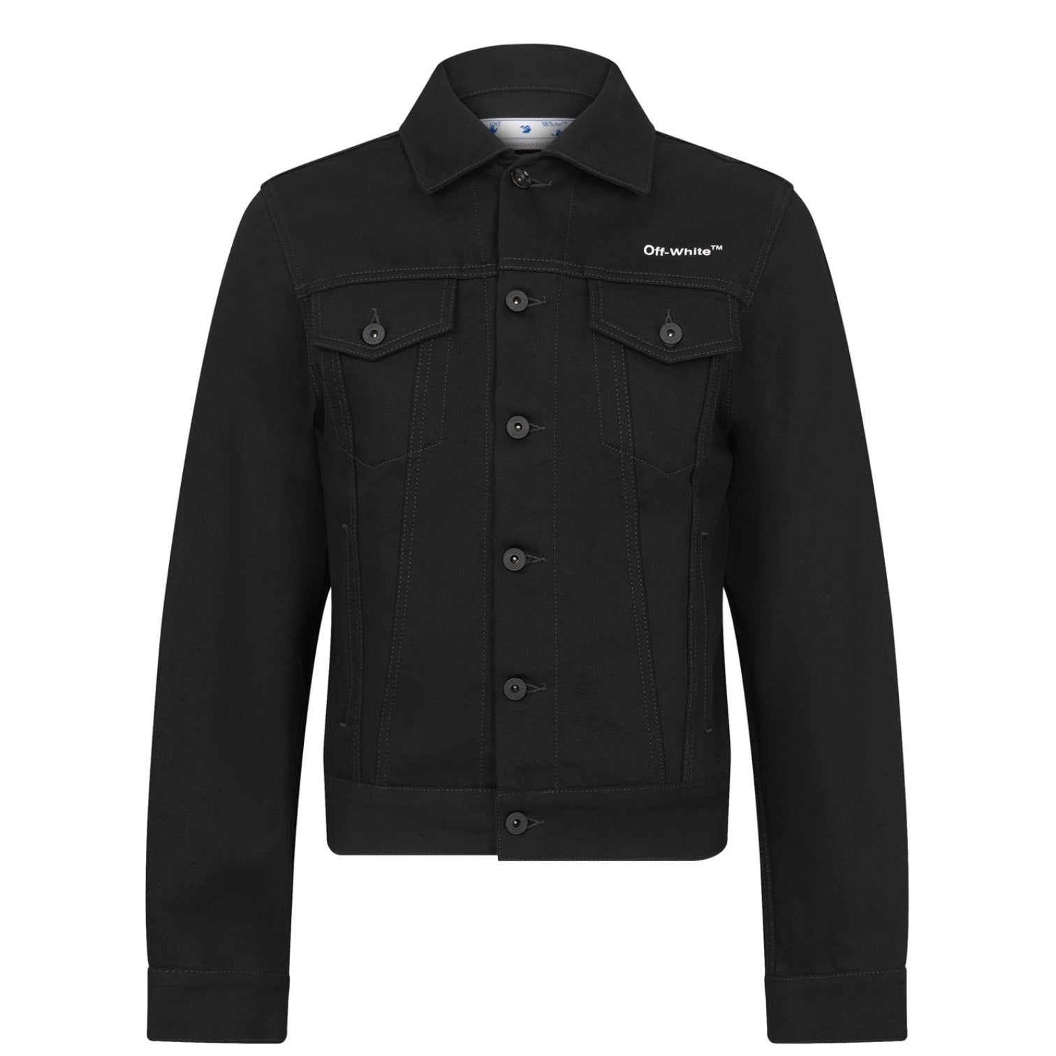 LUXURY HUB OFF WHITE DIAGONAL TAB DENIM JACKET