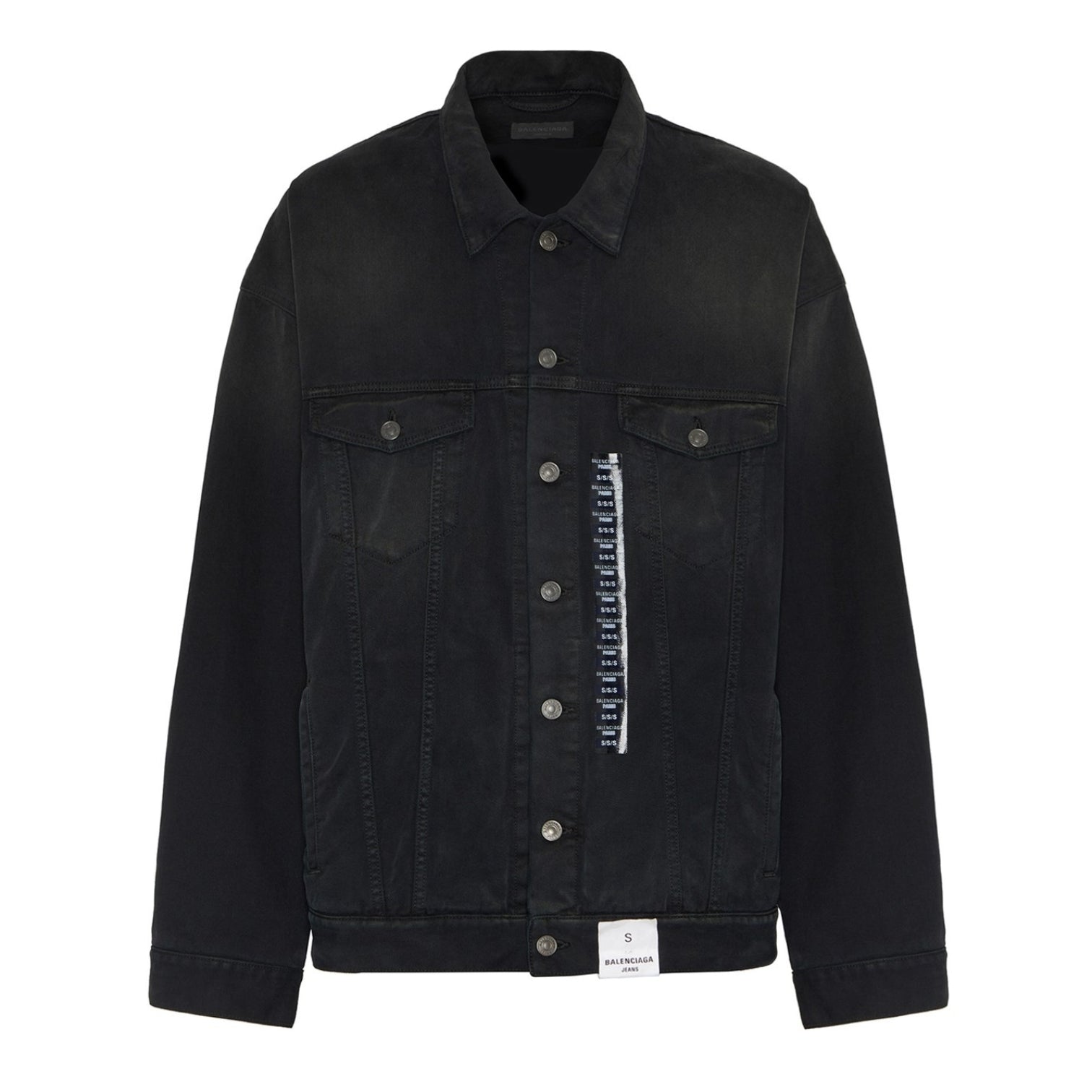 LUXURY HUB BALENCIAGA SIZE STICKER DENIM JACKET