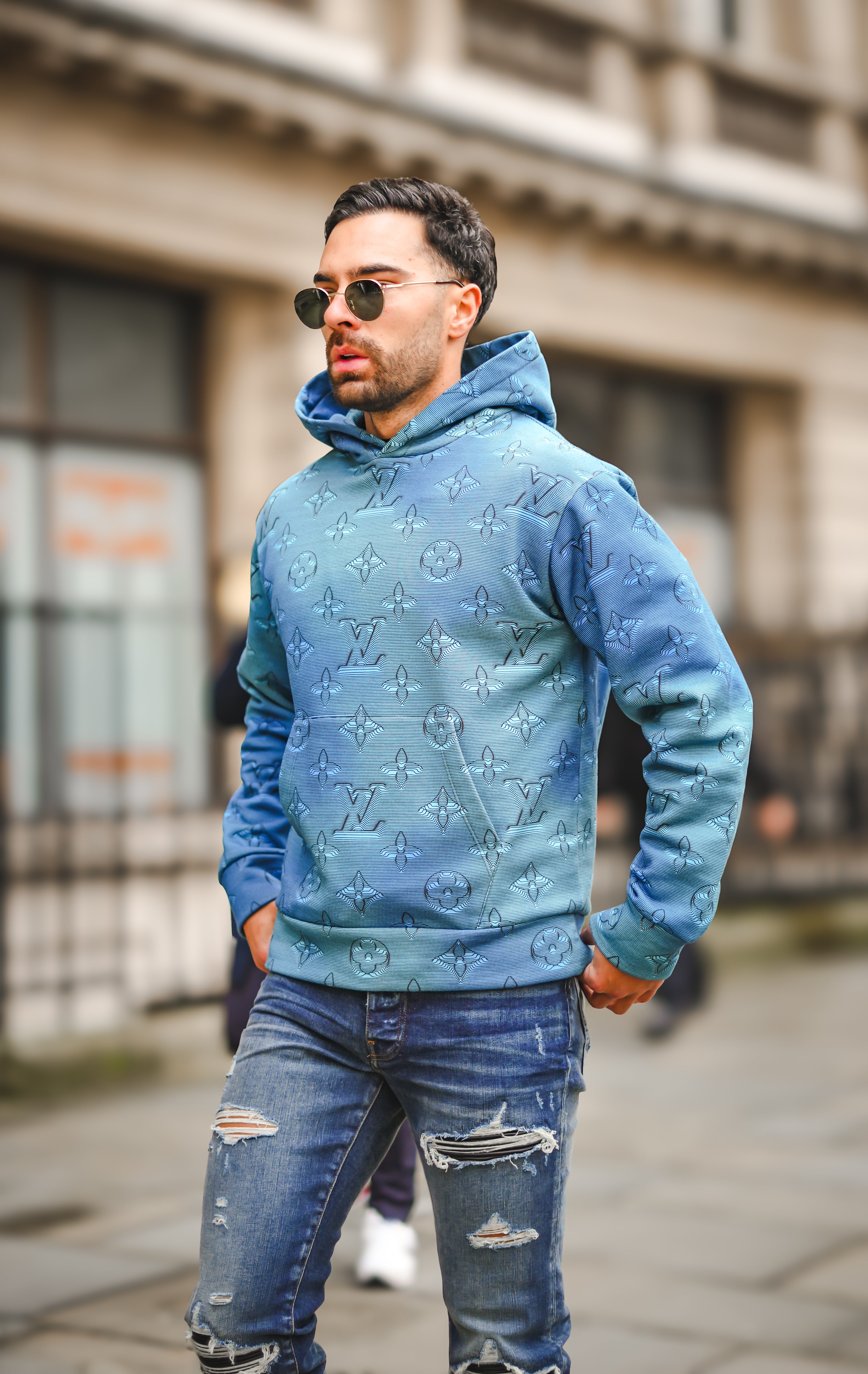 LUXURY HUB LOUIS VUITTON AQUA MONOGRAM HOODIE