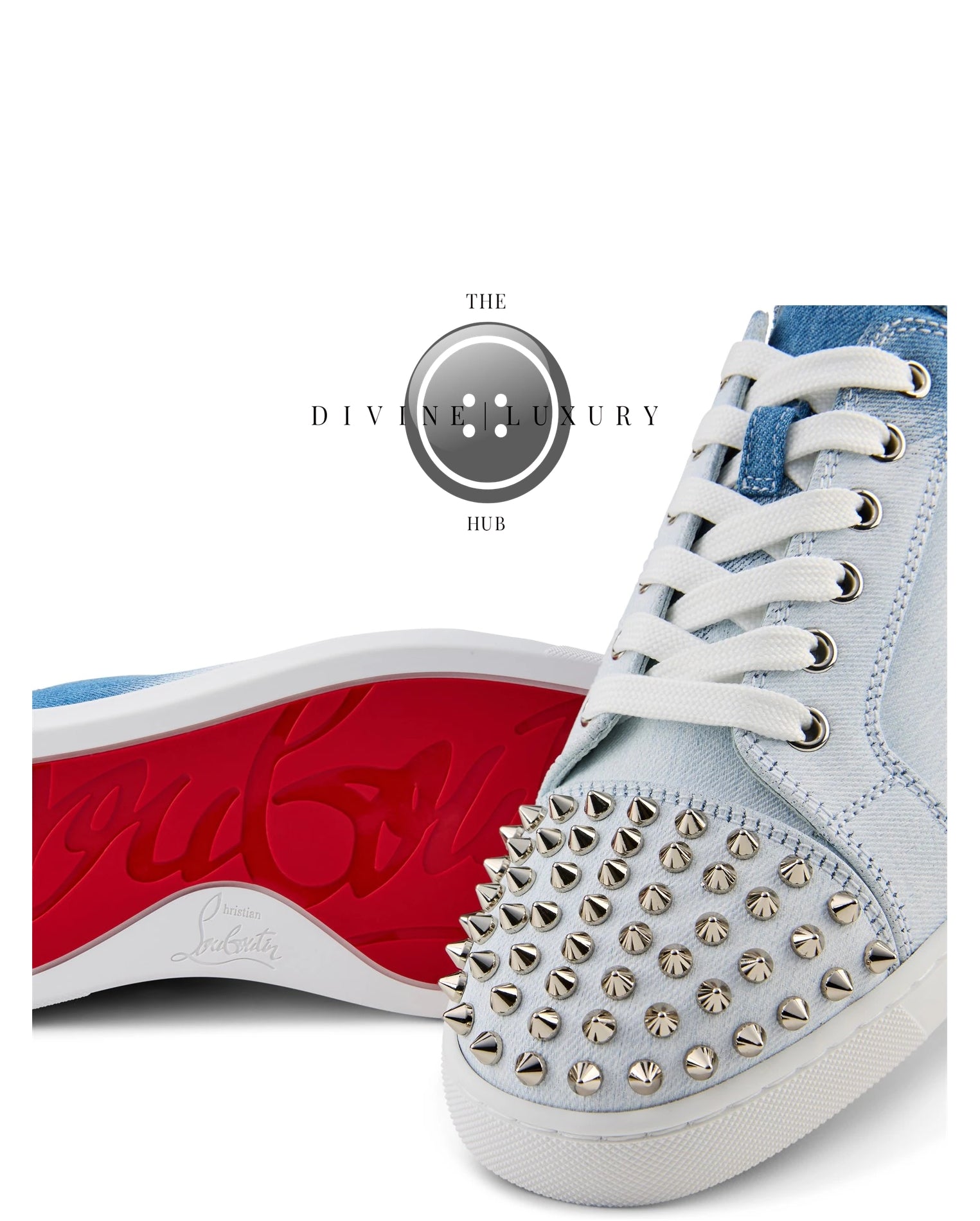 LUXURY HUB CHRISTIAN LOUBOUTIN SPIKES DENIM TRAINERS