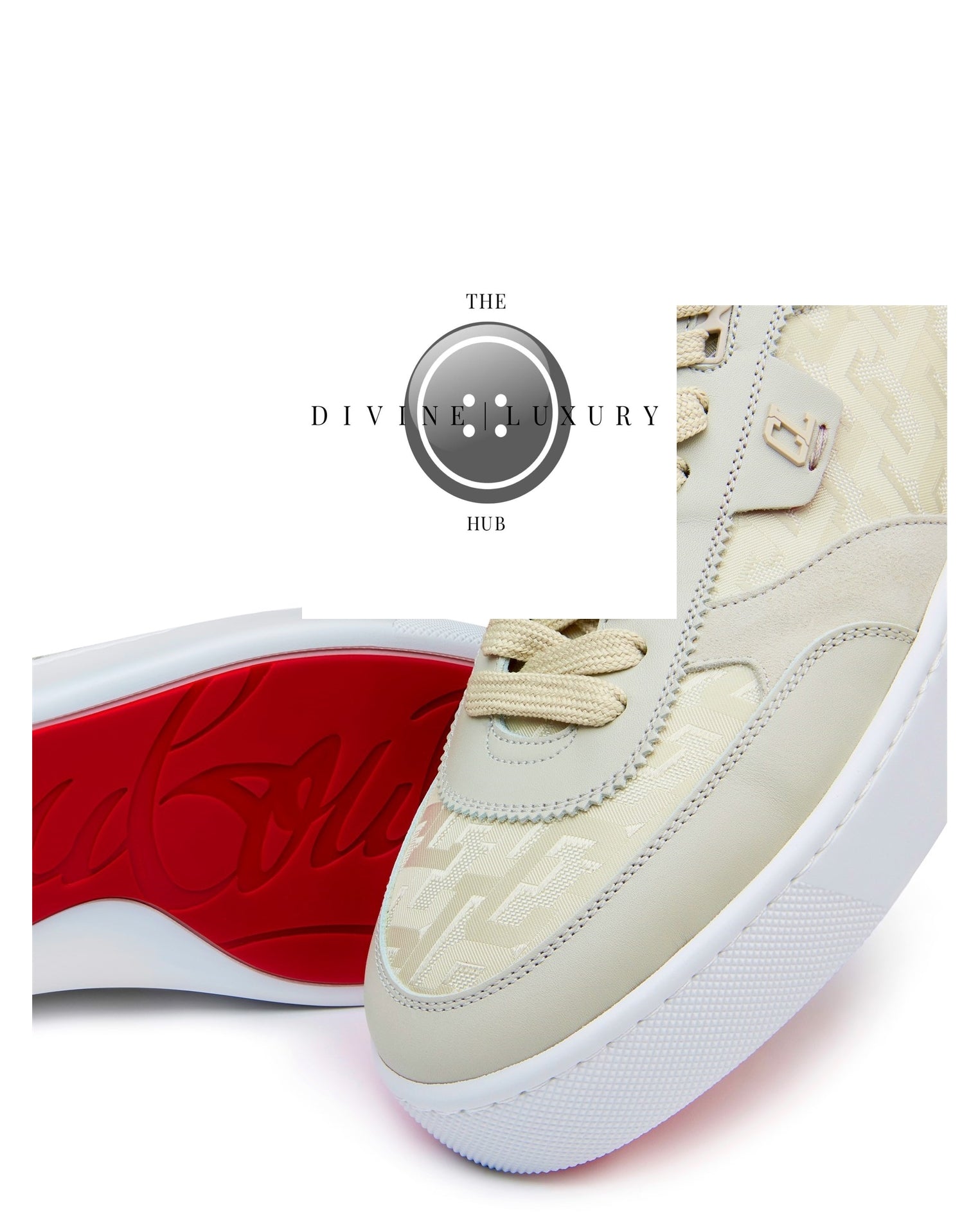 LUXURY HUB CHRISTIAN LOUBOUTIN HAPPYRUI LEATHER-TRIMMED SNEAKERS