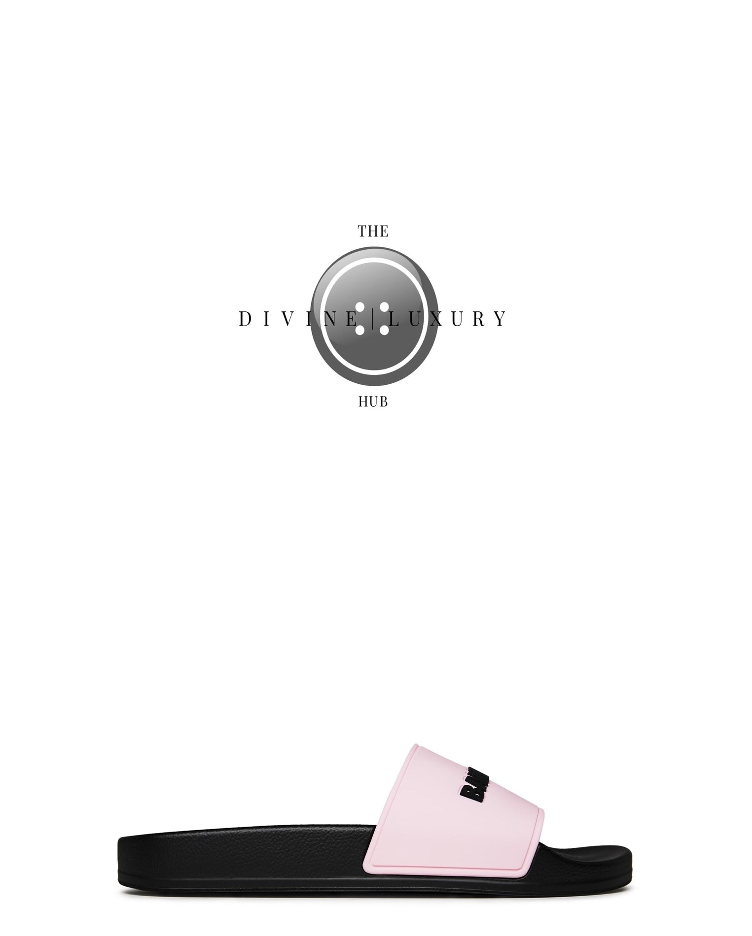 LUXURY HUB PINK & BLACK BALENCIAGA LOGO SLIDERS