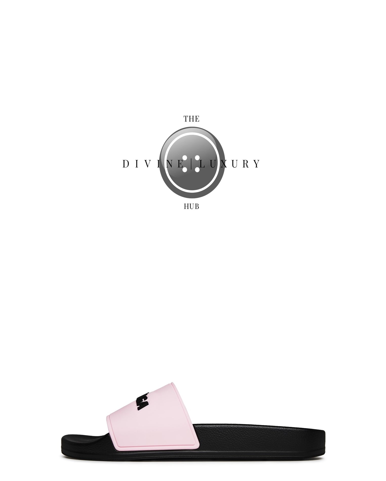 LUXURY HUB PINK & BLACK BALENCIAGA LOGO SLIDERS