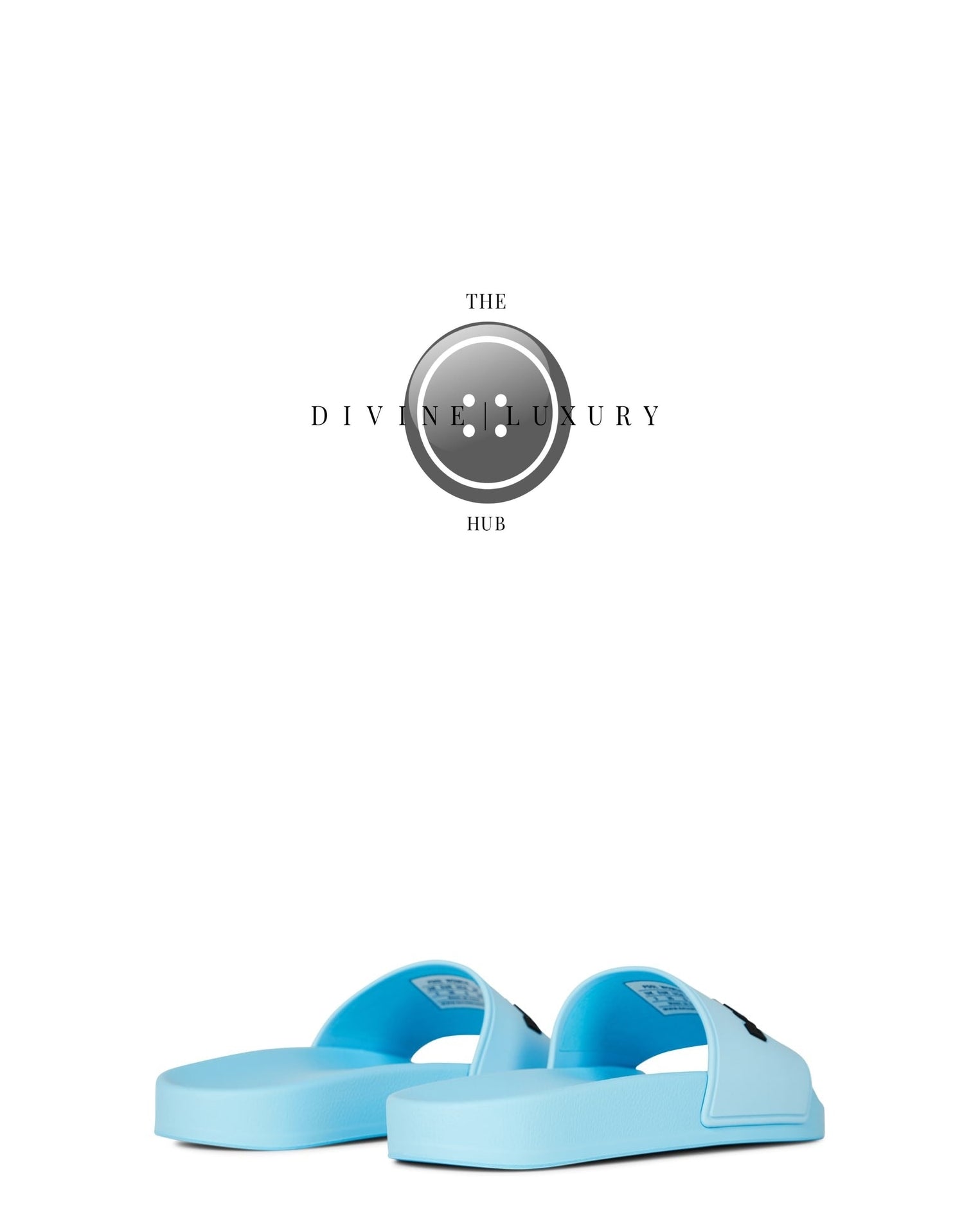 LUXURY HUB SKY BLUE BALENCIAGA LOGO SLIDERS