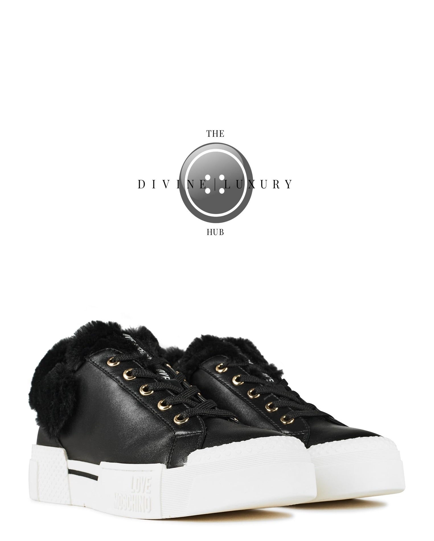 LUXURY HUB LOVE MOSCHINO SHEARLING LOW TRAINERS
