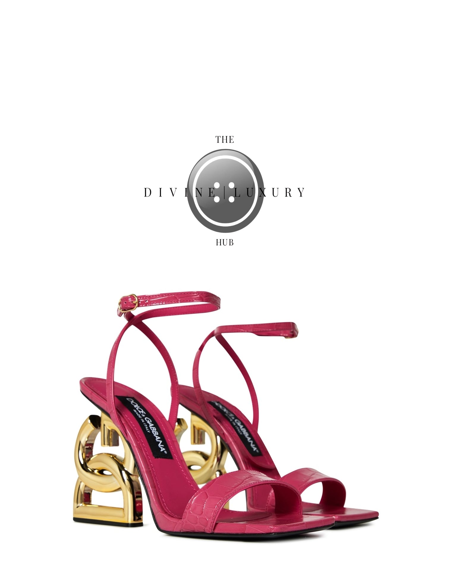 LUXURY HUB DOLCE AND GABBANA LOGO HEEL SANDALS