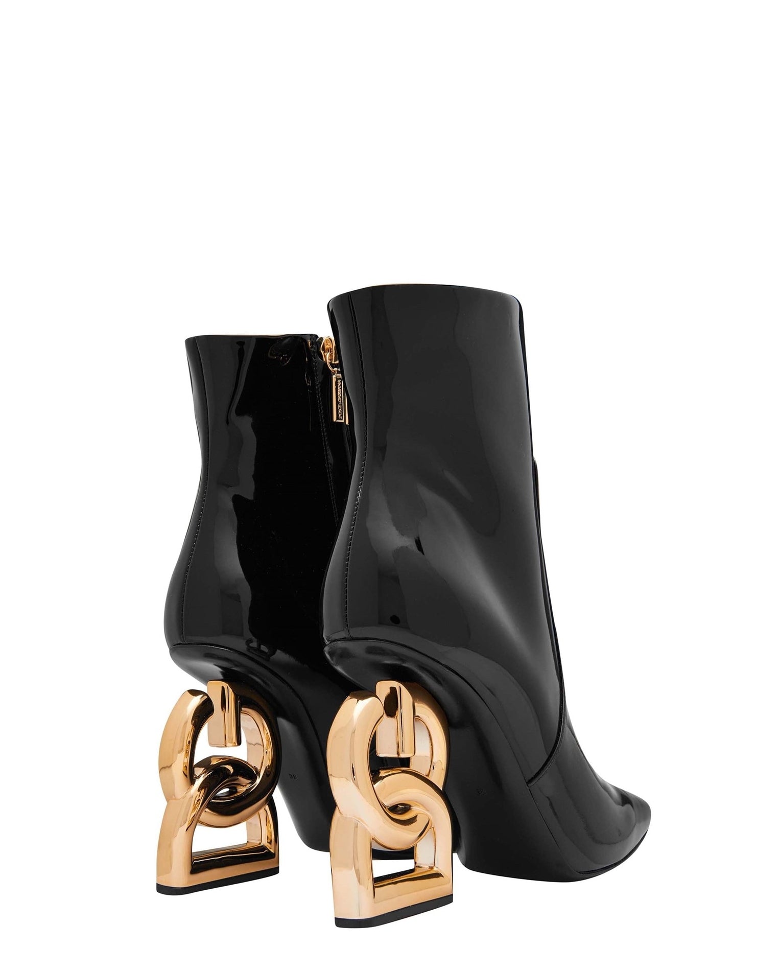 LUXURY HUB DOLCE AND GABBANA PATENT LOGO BOOT