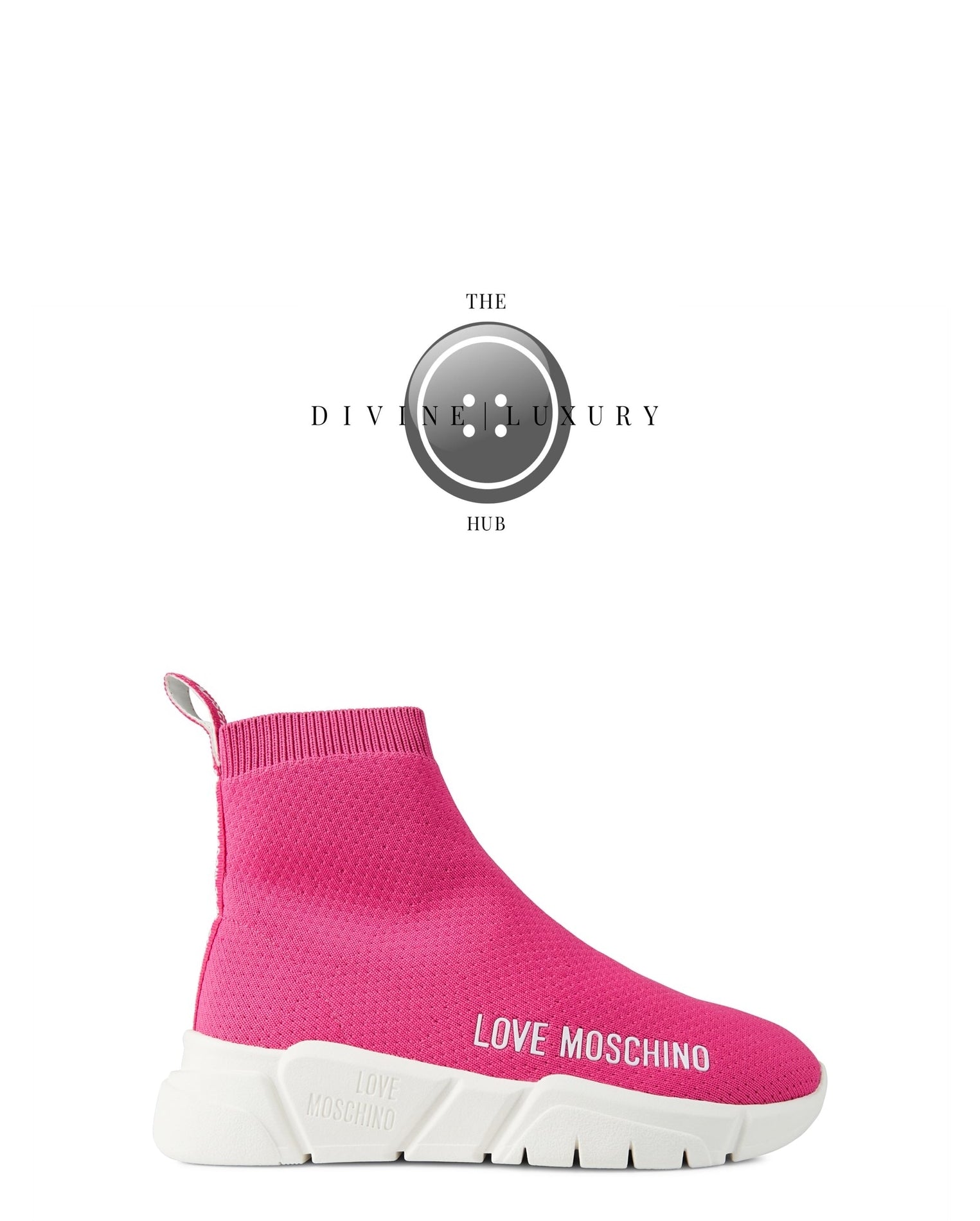 LUXURY HUB LOVE MOSCHINO LOGO SOCK TRAINERS