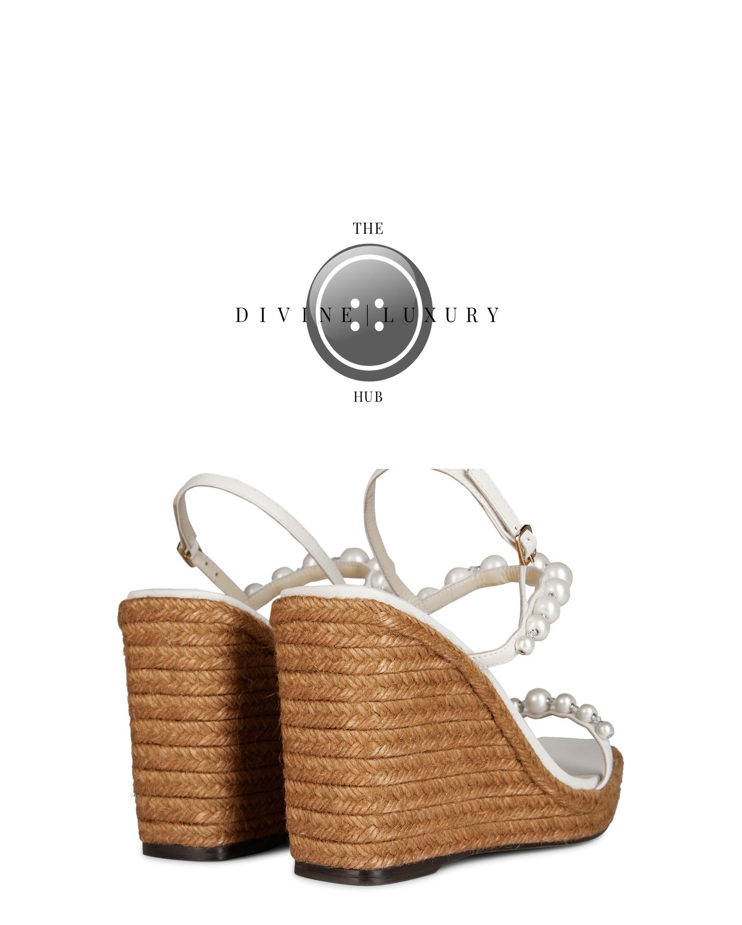 LUXURY HUB JIMMY CHOO AMATUUS NAPPA LATTE WEDGE SANDALS WITH PEARLS