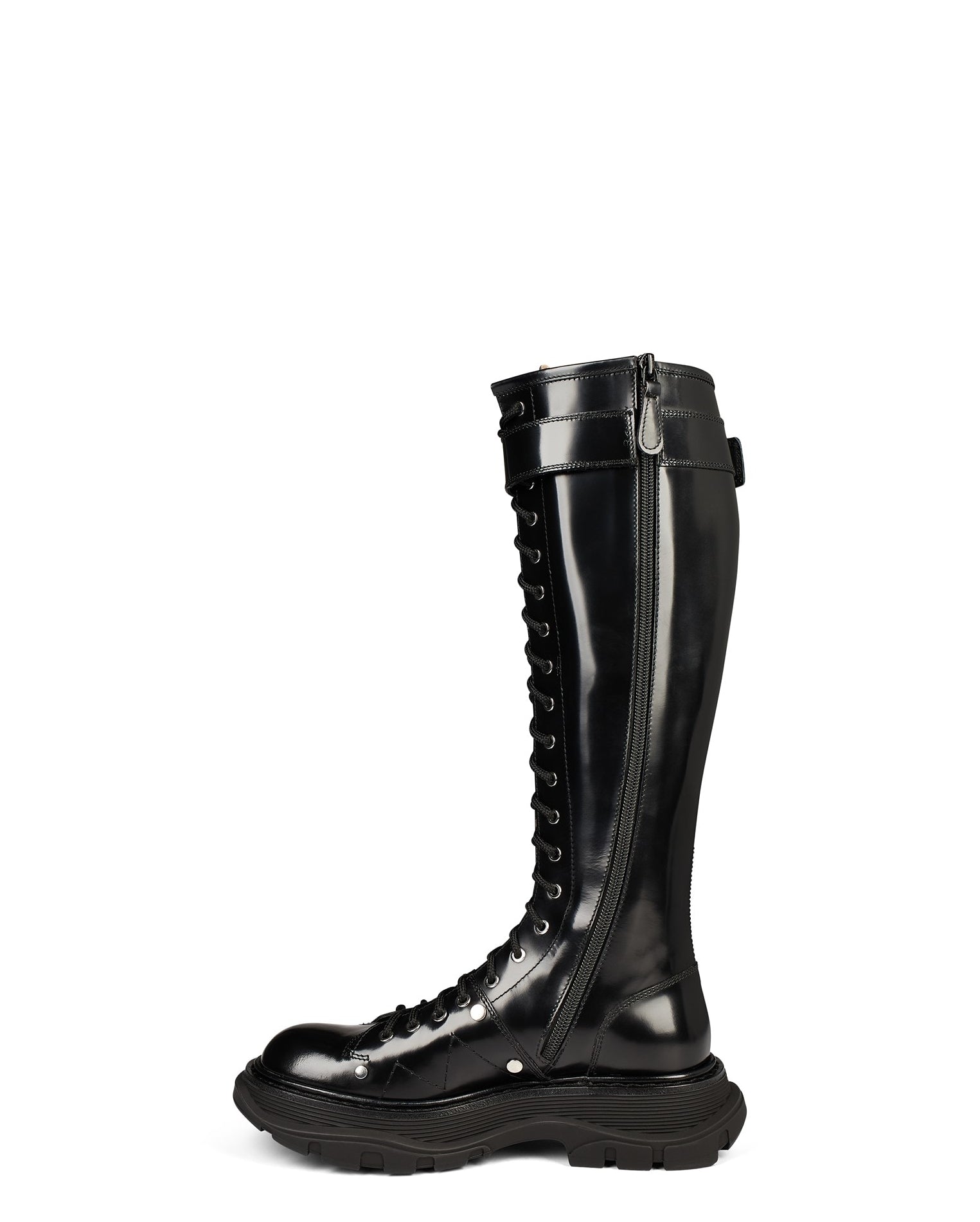 LUXURY HUB ALEXANDER MCQUEEN TREAD LACE-UP KNEE-HIGH BOOTS