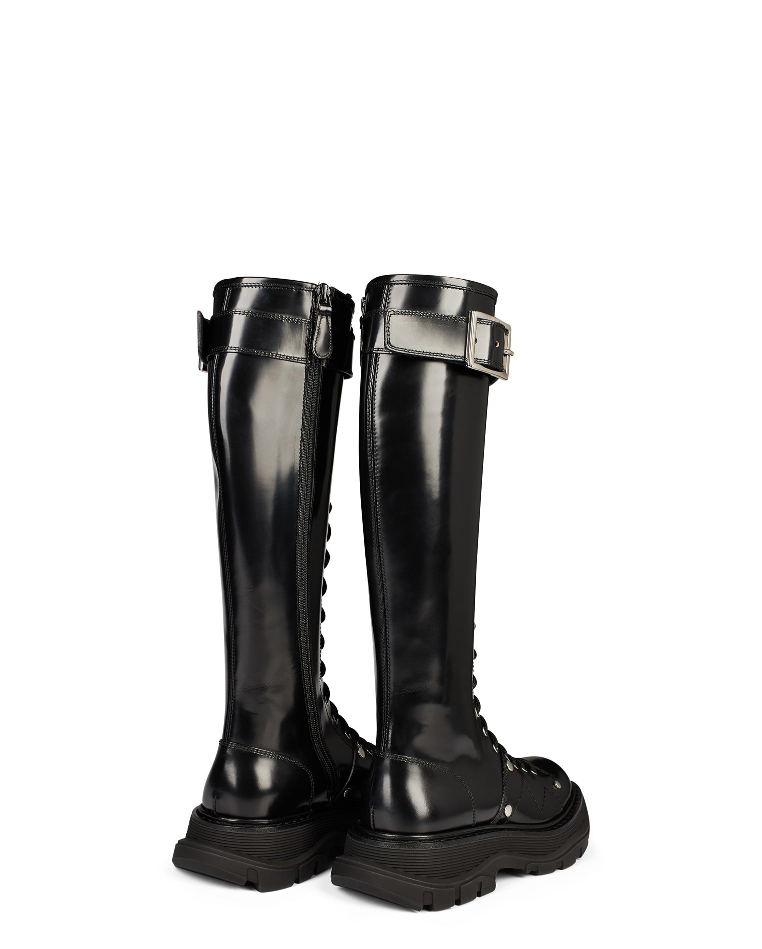 LUXURY HUB ALEXANDER MCQUEEN TREAD LACE-UP KNEE-HIGH BOOTS