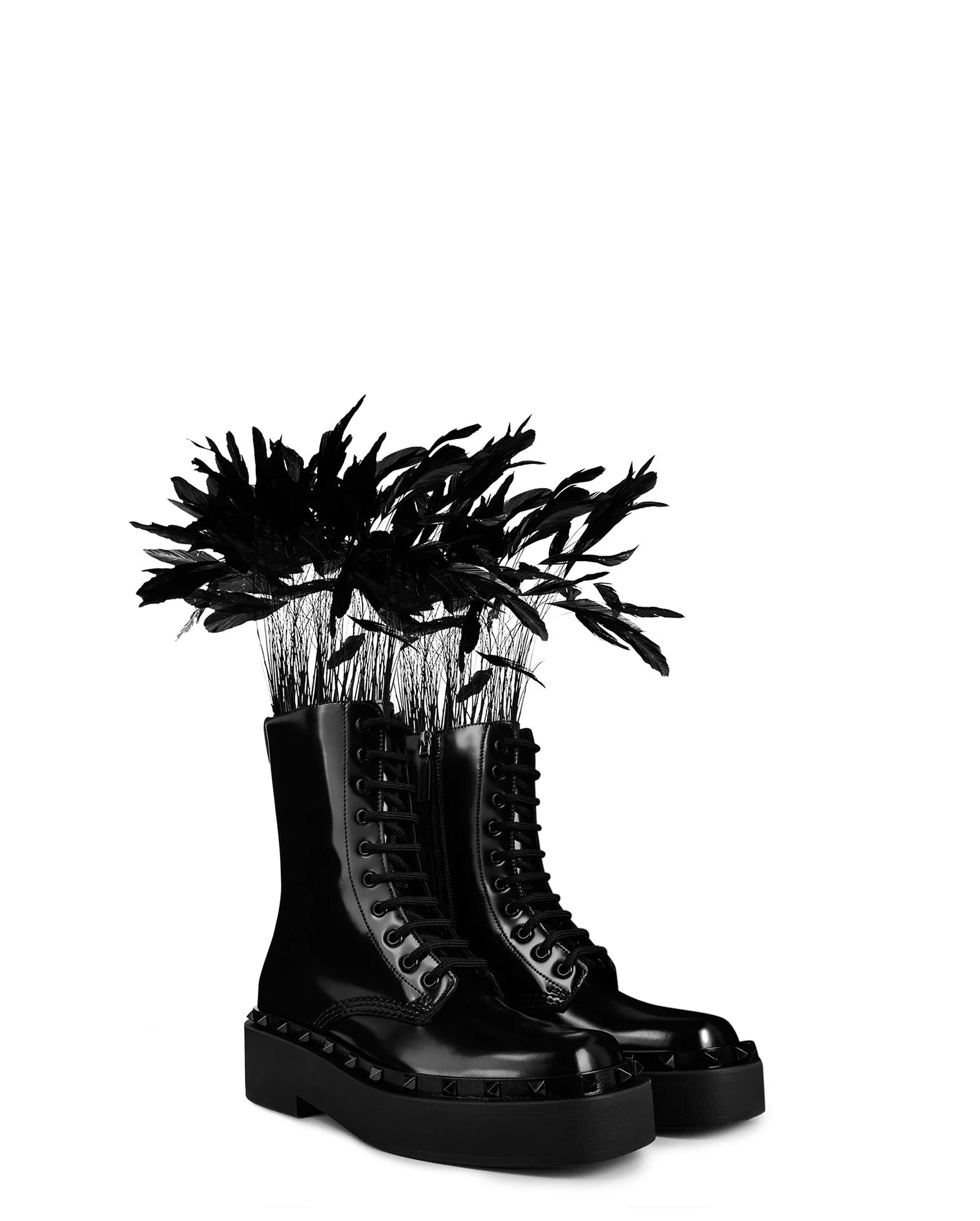 LUXURY HUB VALENTINO GARAVANI ROCKSTUD M WAY COMBAT BOOTS