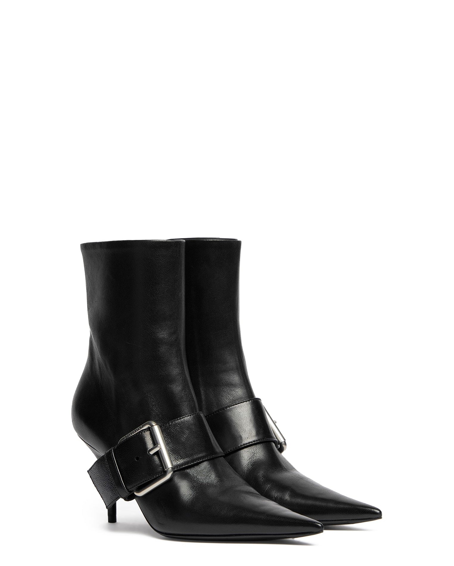 LUXURY HUB BALENCIAGA KNIFE BUCKLED LEATHER ANKLE BOOTS