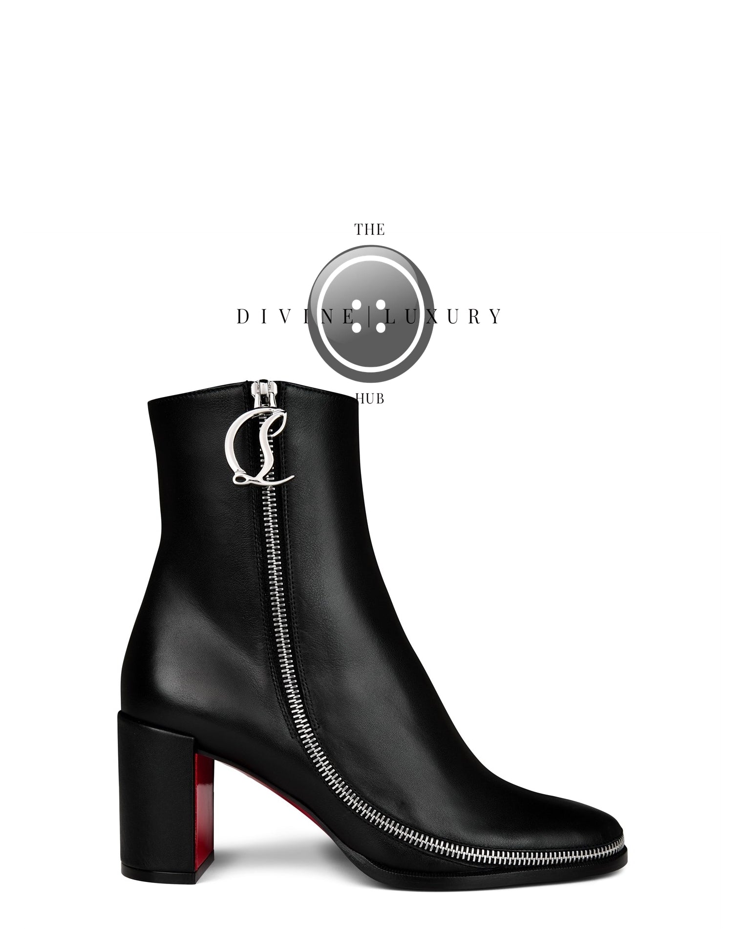 LUXURY HUB CHRISTIAN LOUBOUTIN CL ZIP LEATHER ANKLE BOOTS