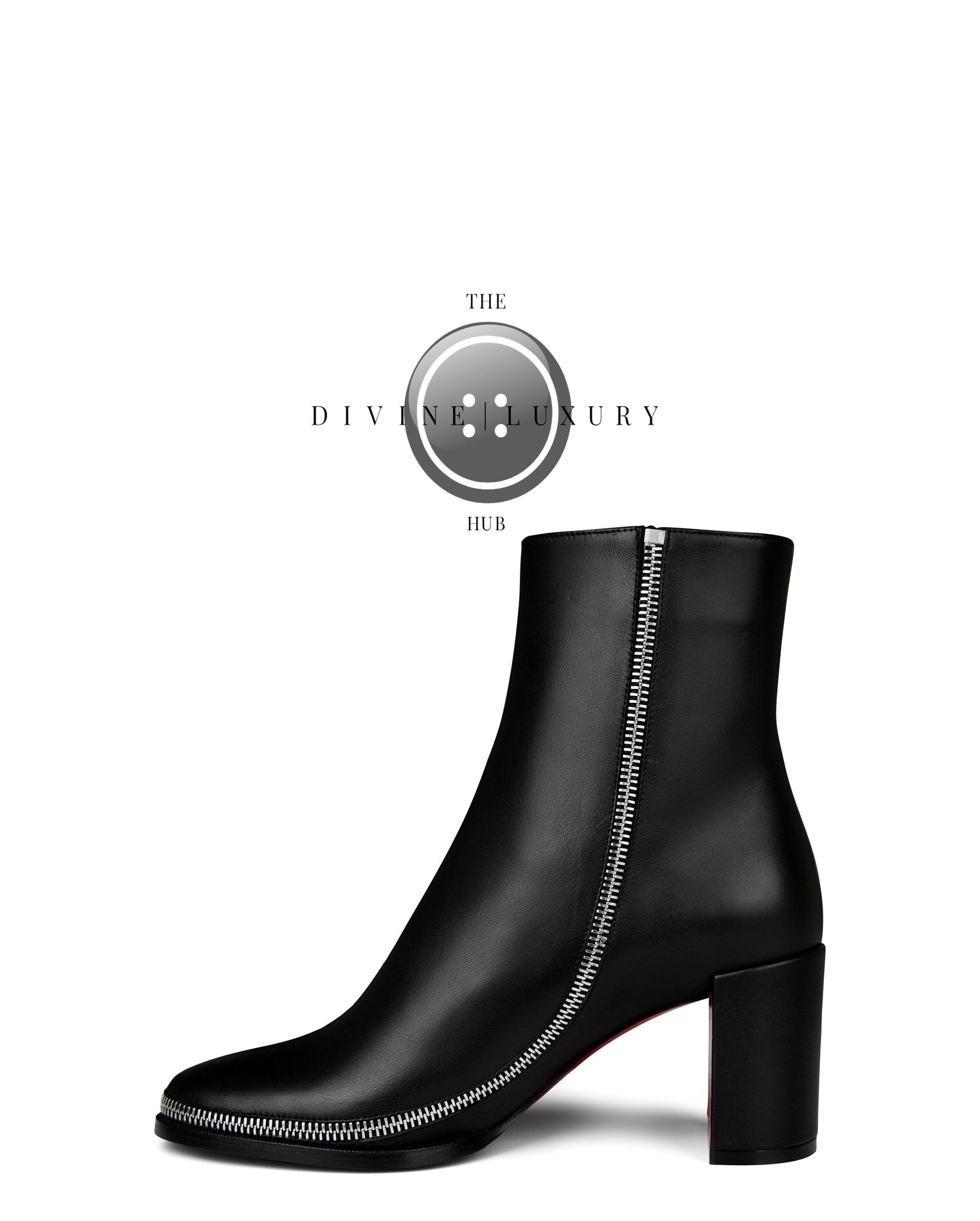 LUXURY HUB CHRISTIAN LOUBOUTIN CL ZIP LEATHER ANKLE BOOTS