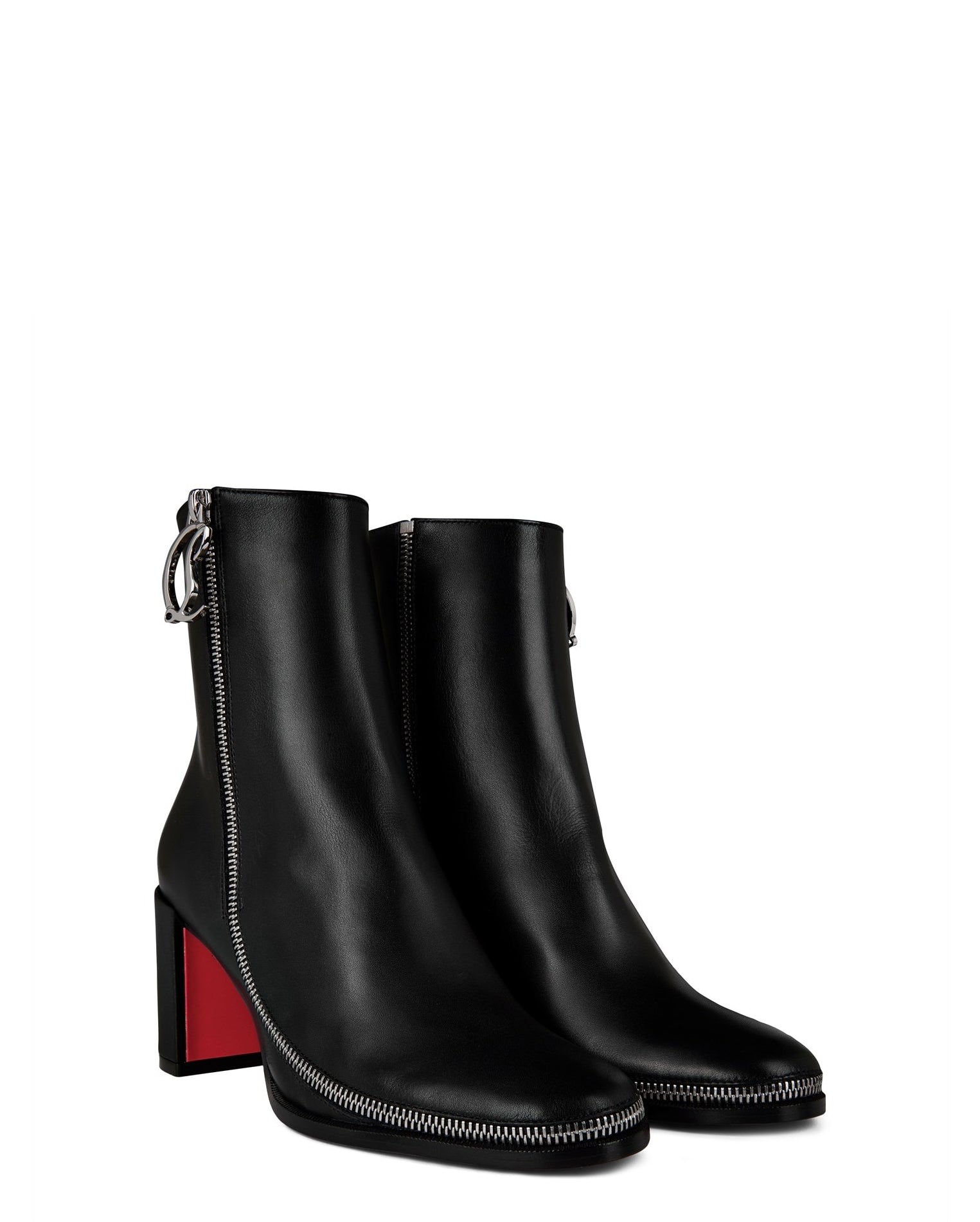 LUXURY HUB CHRISTIAN LOUBOUTIN CL ZIP LEATHER ANKLE BOOTS