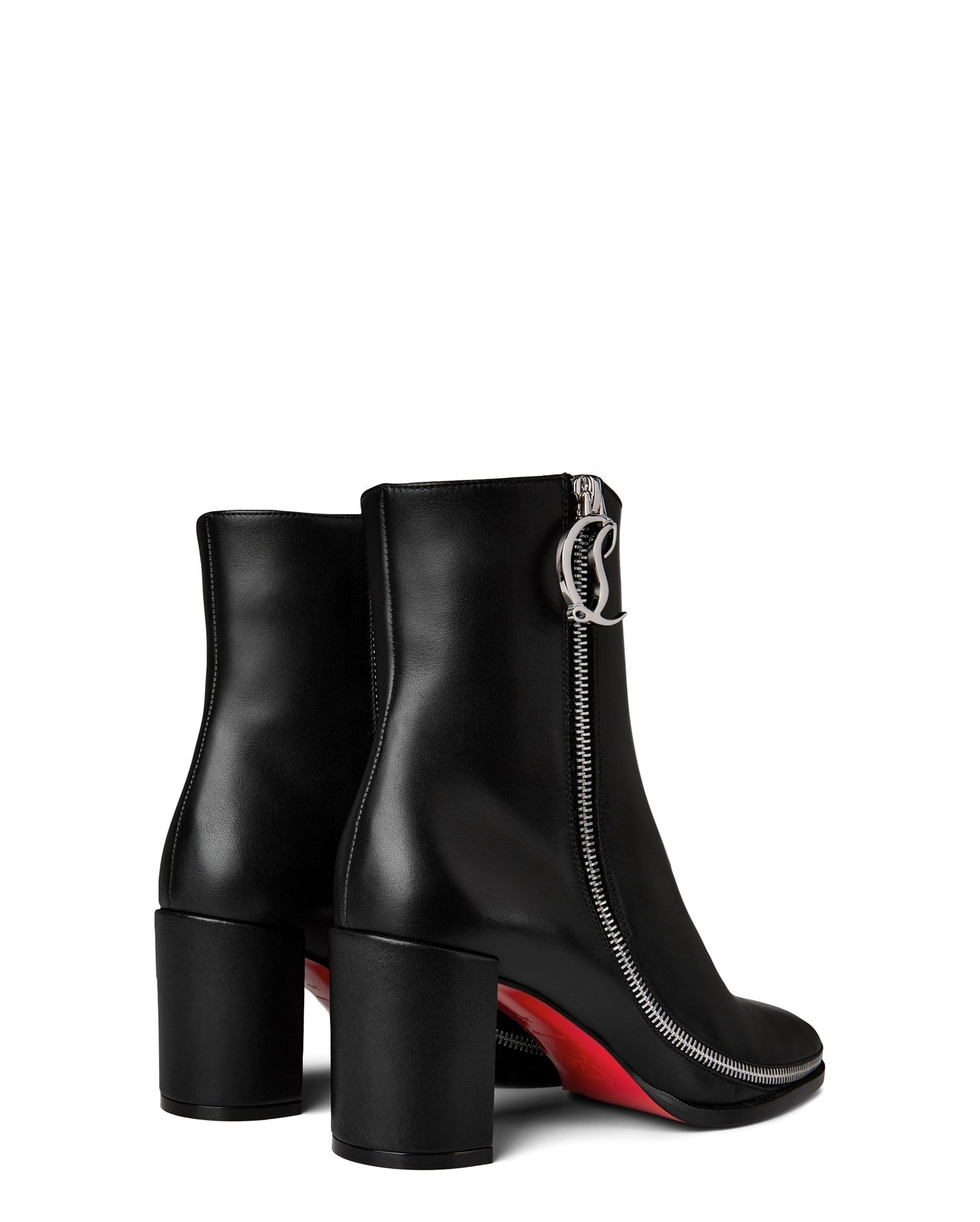 LUXURY HUB CHRISTIAN LOUBOUTIN CL ZIP LEATHER ANKLE BOOTS