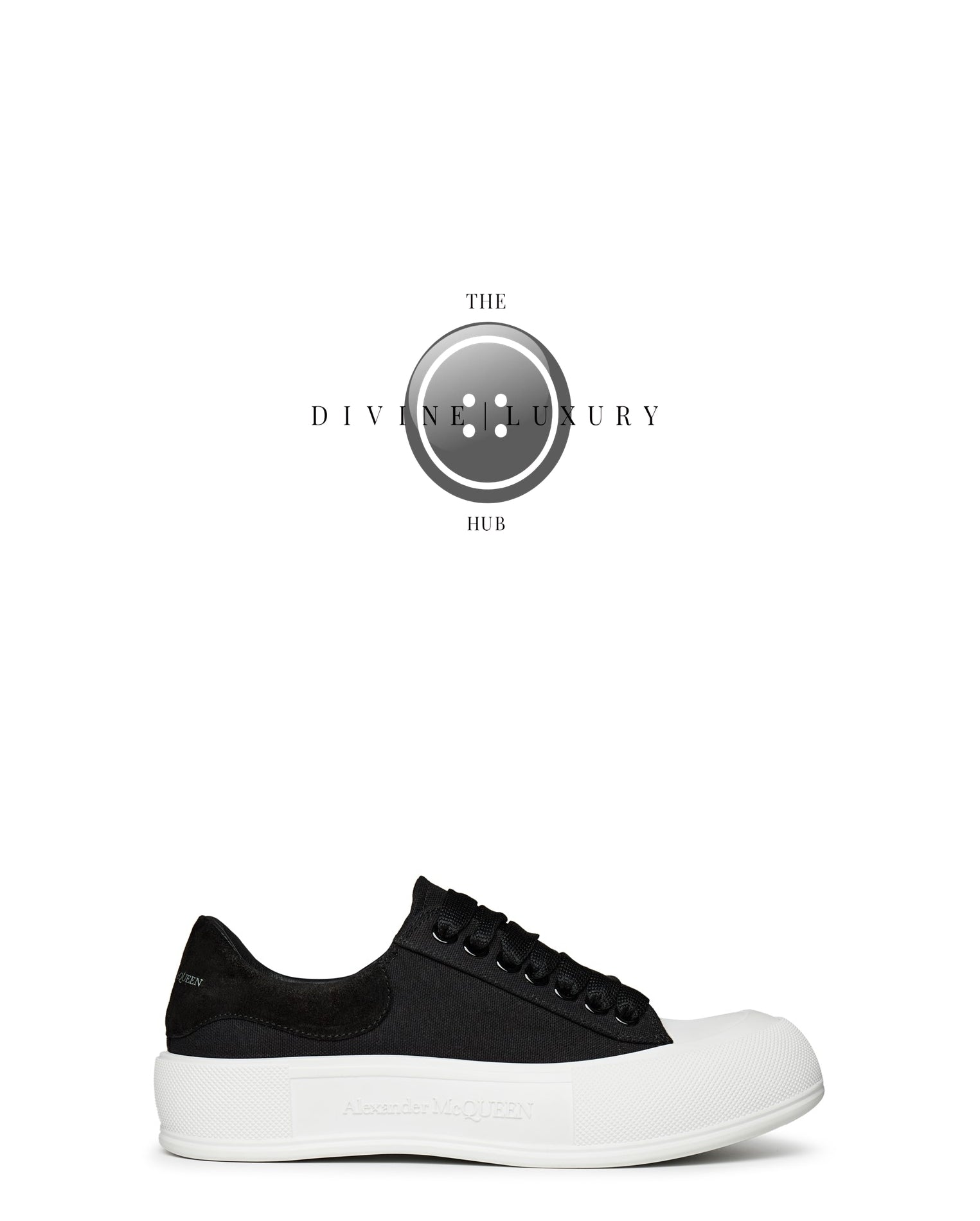 LUXURY HUB ALEXANDER MCQUEEN DECK LACE UP PLIMSOLL TRAINERS