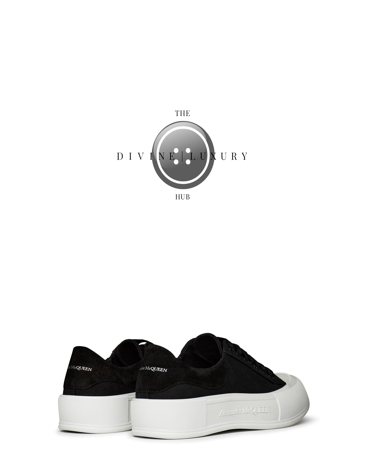 LUXURY HUB ALEXANDER MCQUEEN DECK LACE UP PLIMSOLL TRAINERS