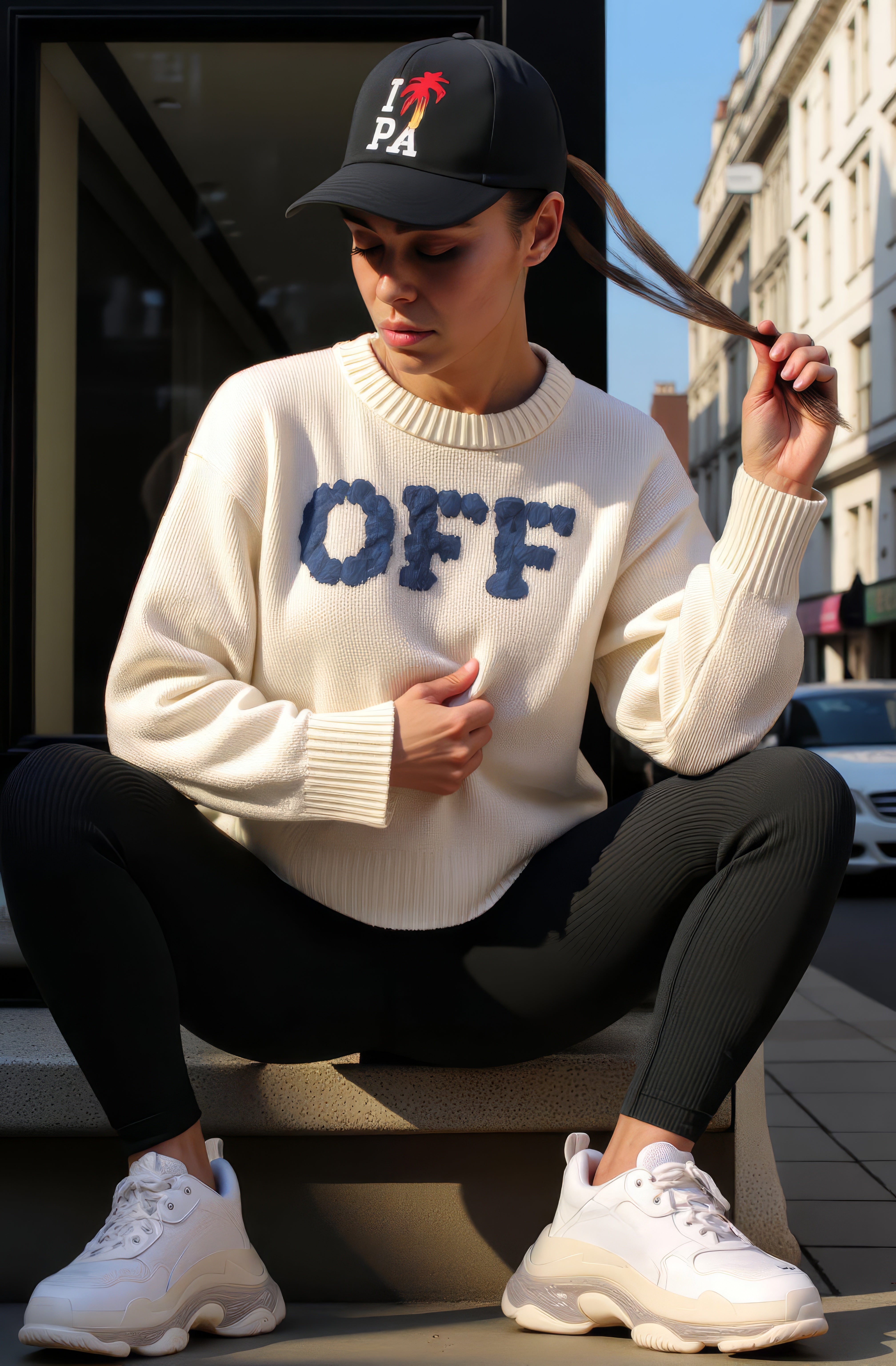 LUXURY HUB OFF WHITE BOLD LOGO CREWNECK JUMPER