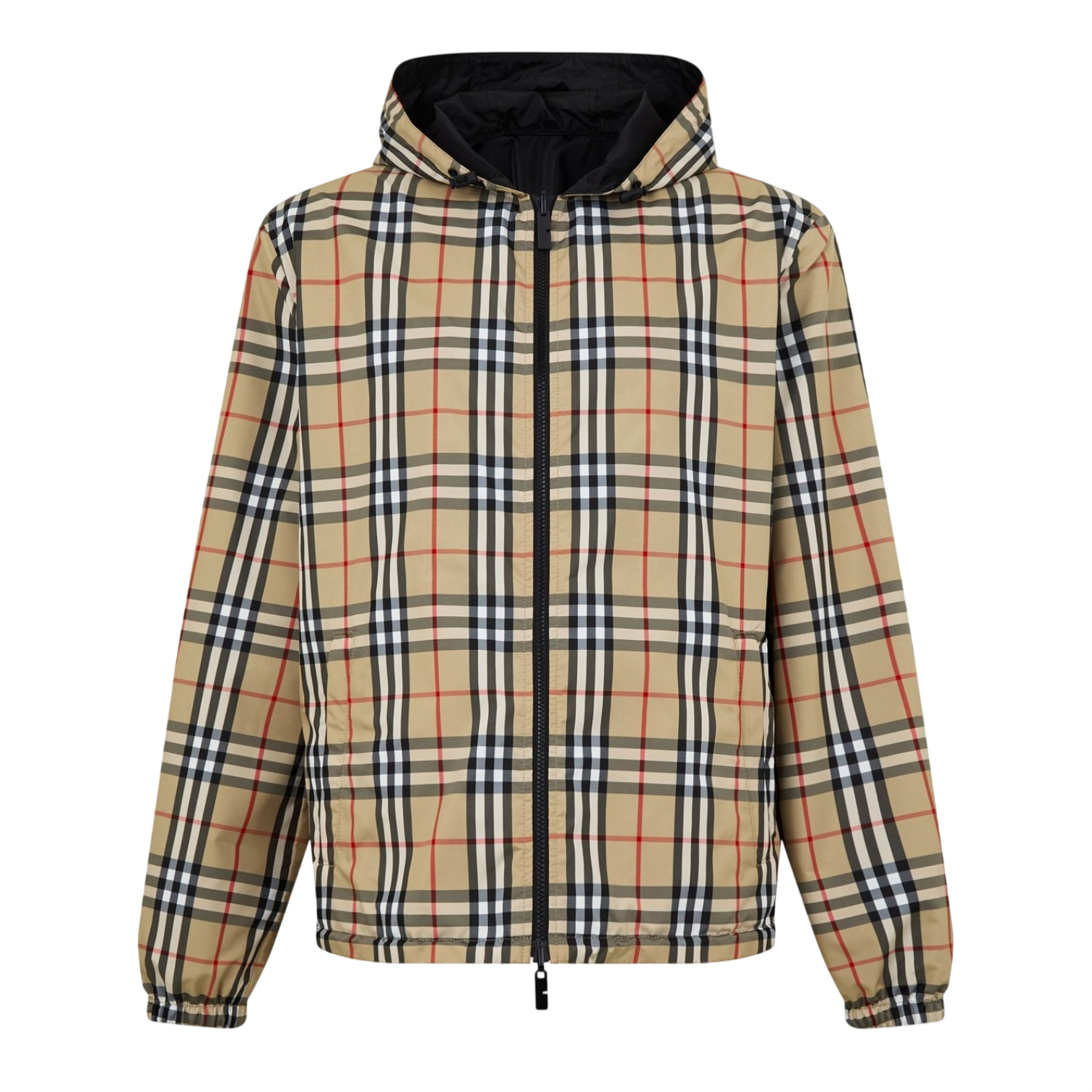 LUXURY HUB BURBERRY MEN'S REVERSIBLE CHECK LONG SLEEVE WINDBREAKER