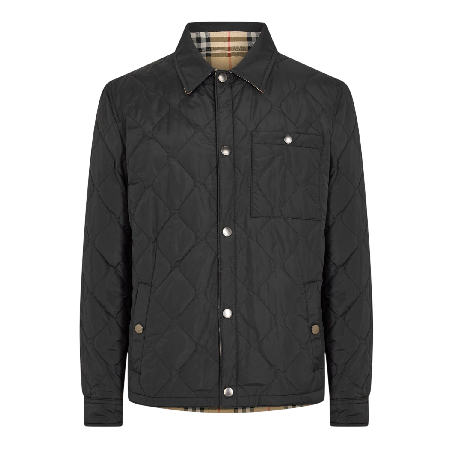 LUXURY HUB BURBERRY MEN'S BRIGHTON REVERSIBLE WATER RESISTANT LONG SLEEVE QUILTED JACKET