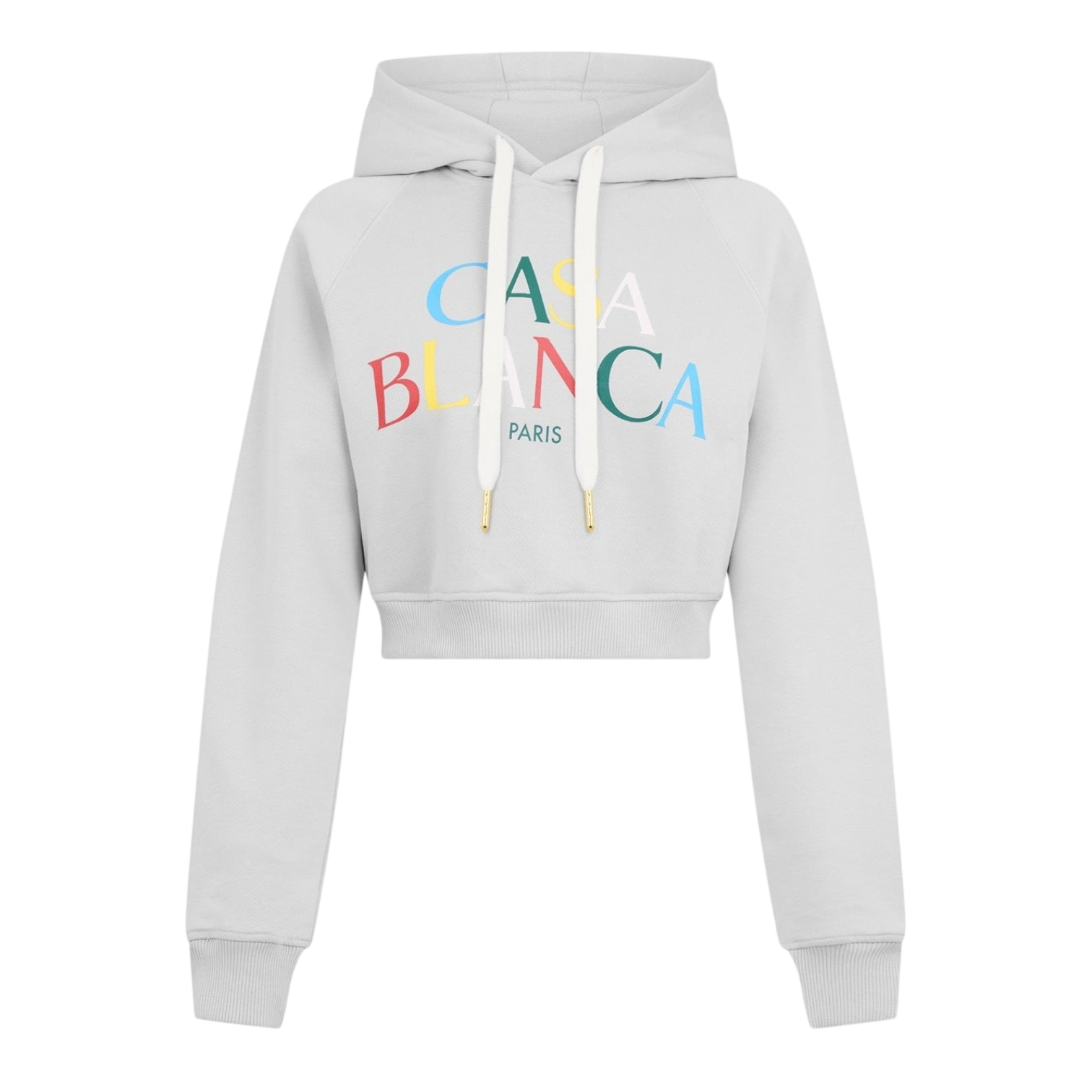 LUXURY HUB CASABLANCA WOMEN'S STACK LOGO OVER THE HEAD CROPPED HOODIE