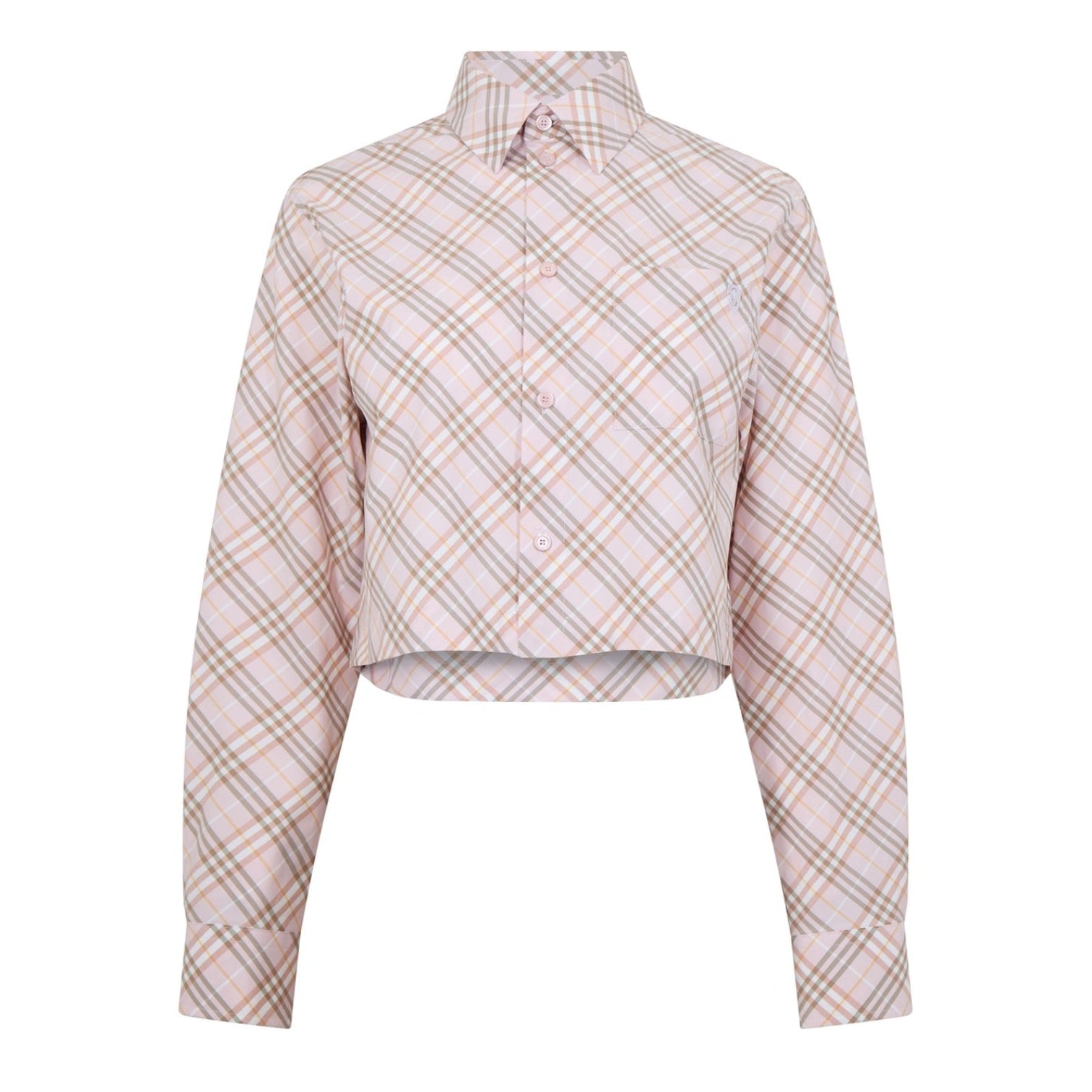 LUXURY HUB BURBERRY CROPPED CHECK COTTON SHIRT