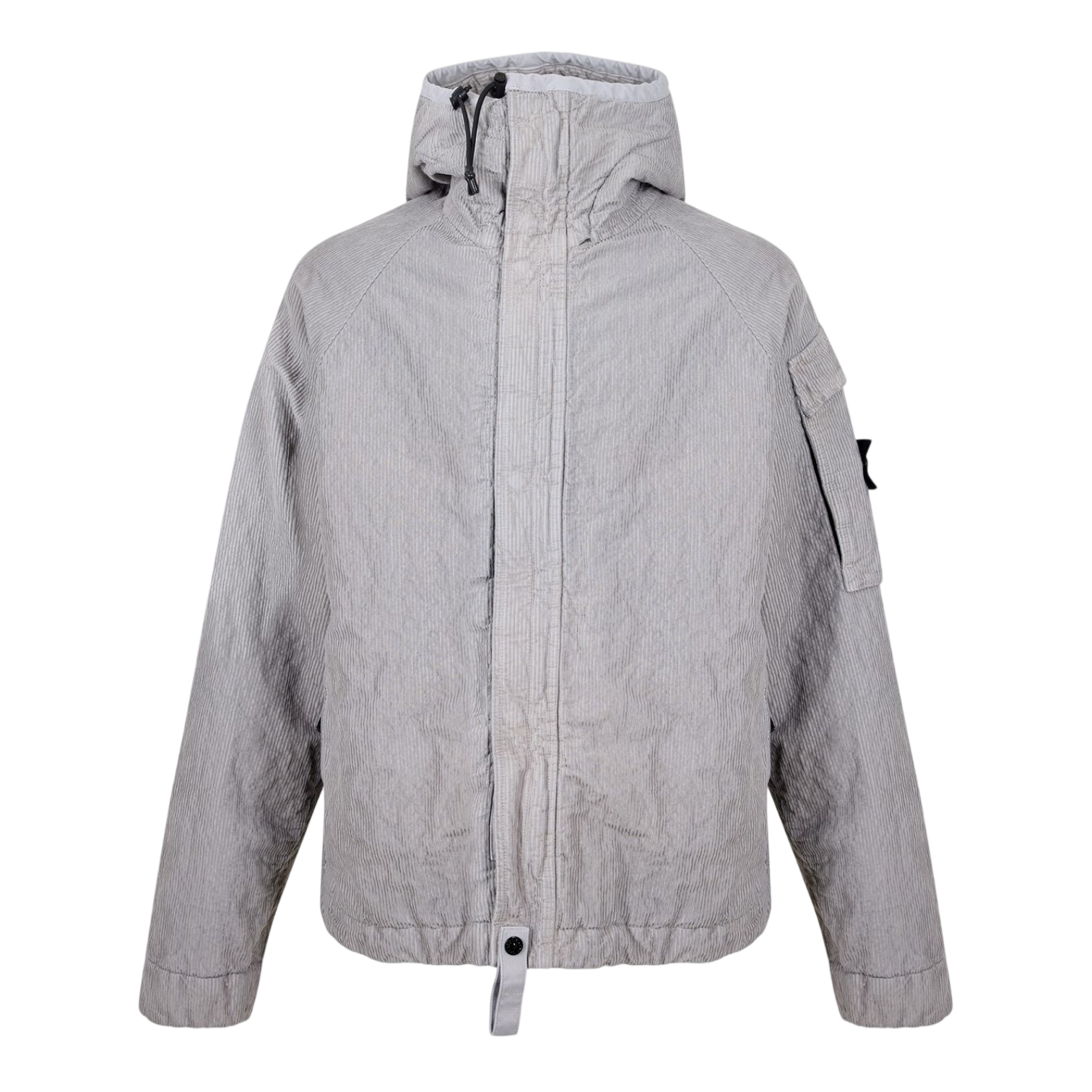 LUXURY HUB STONE ISLAND MEN'S CORD HOOD MEDIUM PUFFER JACKET