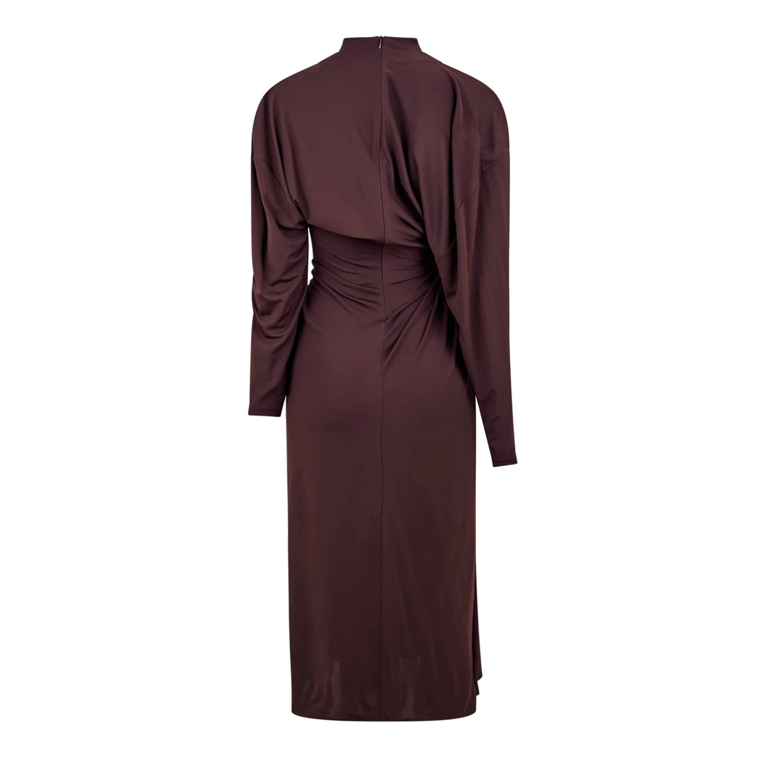 LUXURY HUB BOTTEGA VENETA WOMENS GATHERED CREPE MIDI DRESS