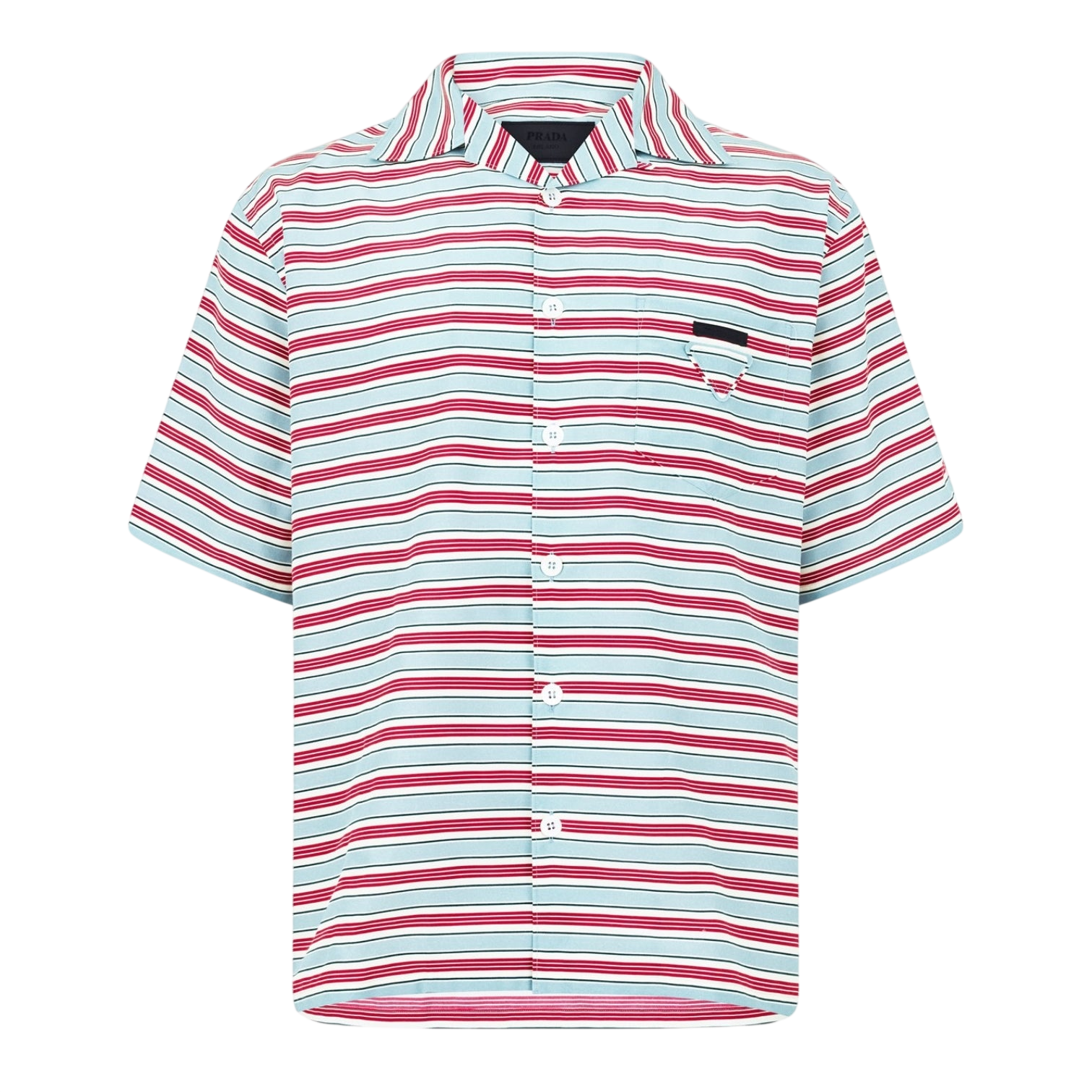 LUXURY HUB PRADA MEN'S SHORT SLEEVE RELAXED FIT BOWLING SHIRT