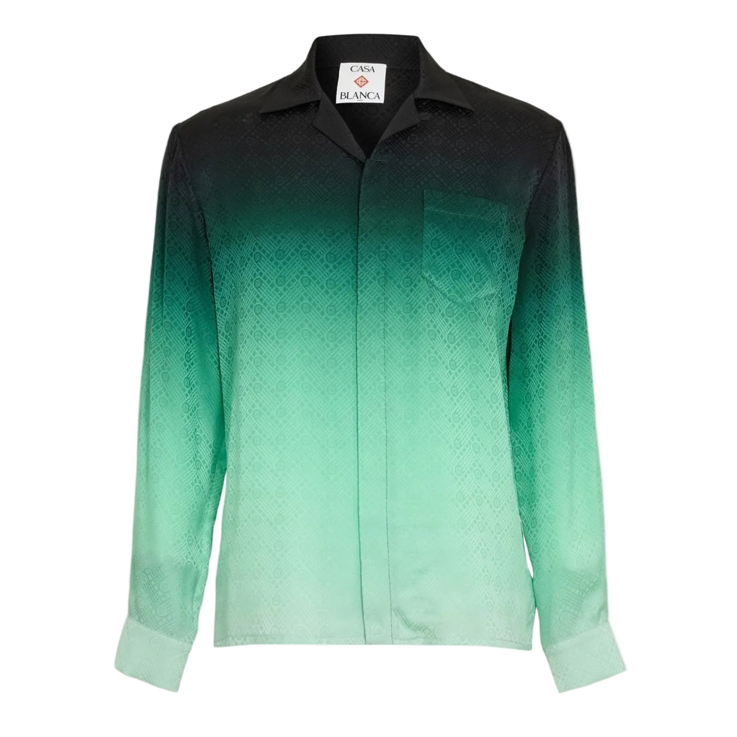 LUXURY HUB CASABLANCA MEN'S MONO LONG SLEEVE RELAXED FIT BOWLING SHIRT