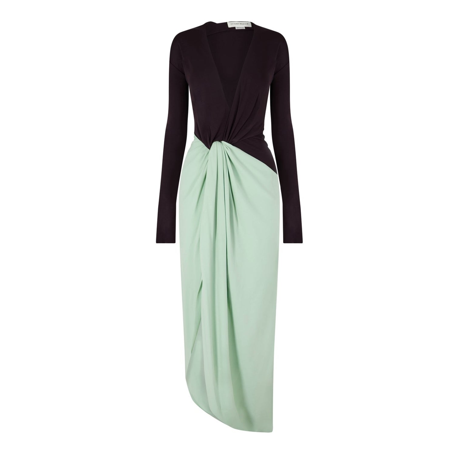 LUXURY HUB VICTORIA BECKHAM LONG SLEEVE KNOT DETAIL GOWN