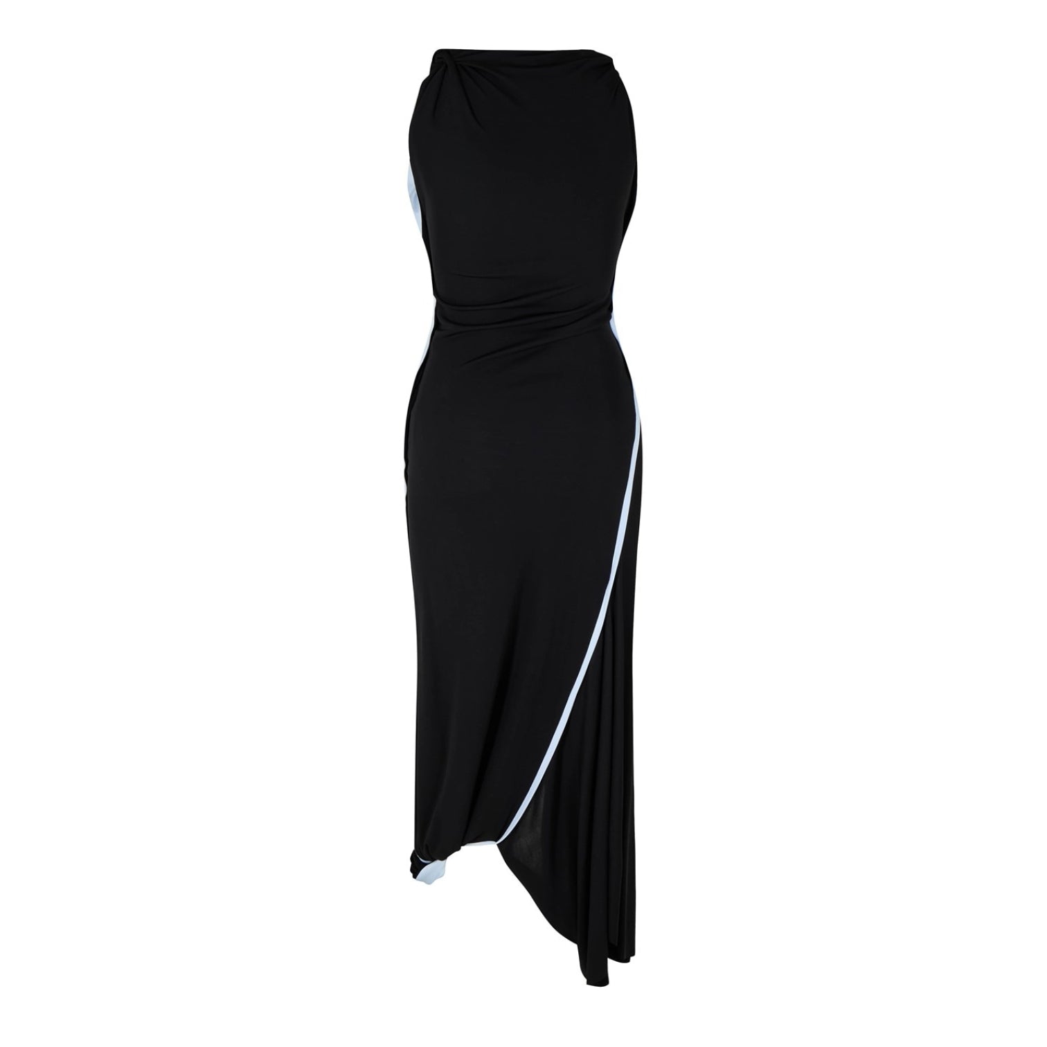 LUXURY HUB VICTORIA BECKHAM AYSMMETRIC TWO TONE MIDI DRESS