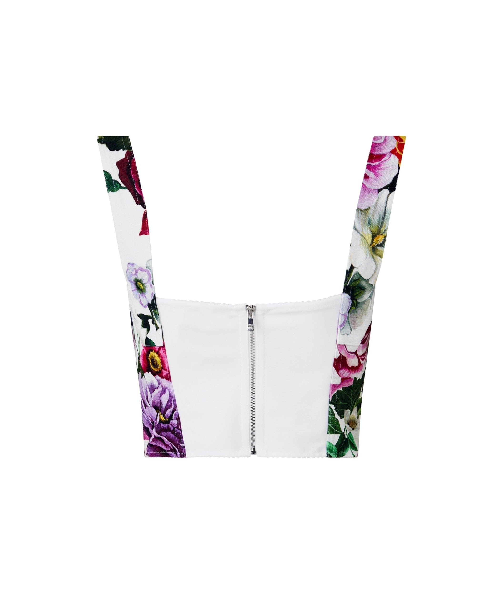 LUXURY HUB DOLCE AND GABBANA WOMEN'S FLORAL COTTON CROPPED BUSTIER TOP