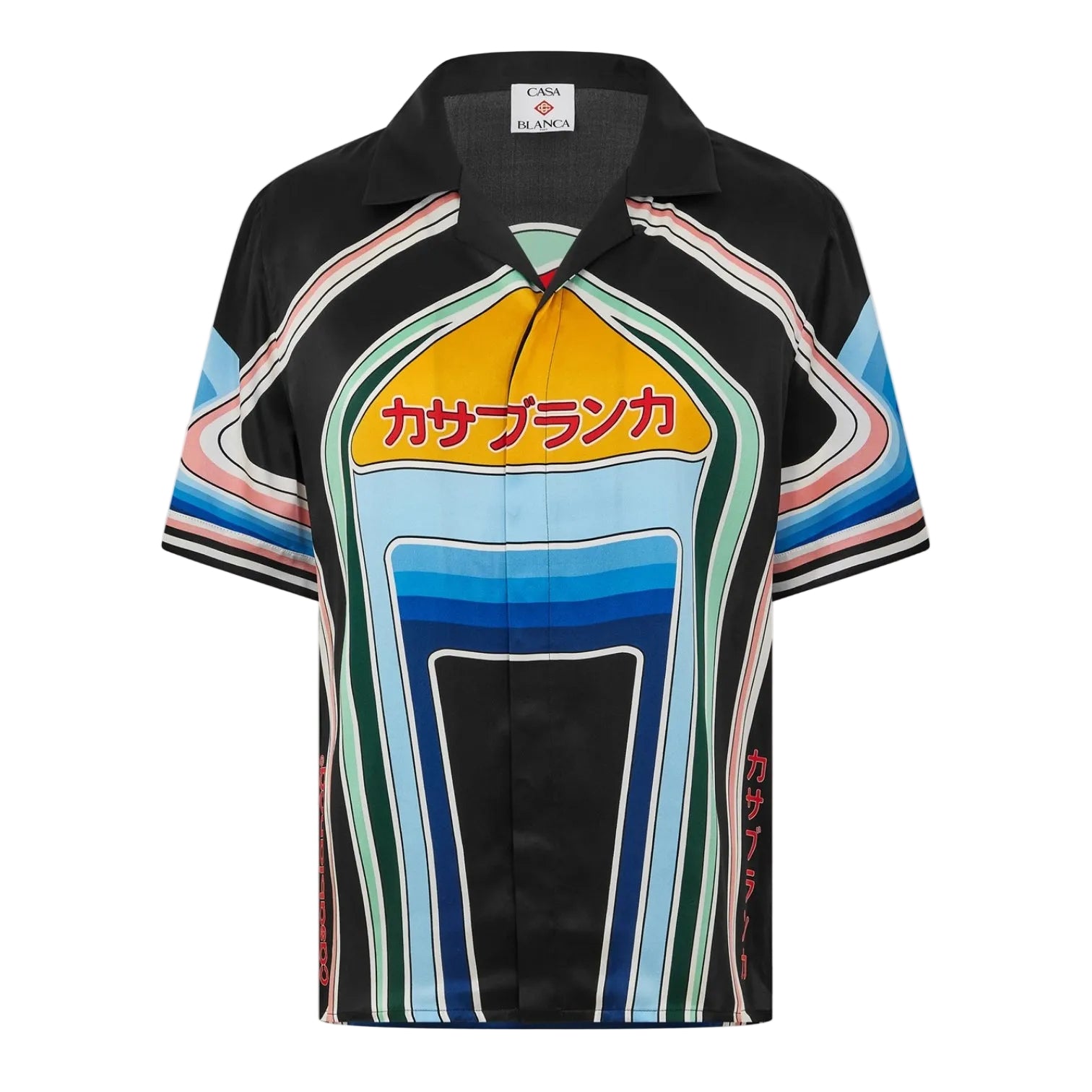 LUXURY HUB CASABLANCA MEN'S PATTERN SHORT SLEEVE BOWLING SHIRT