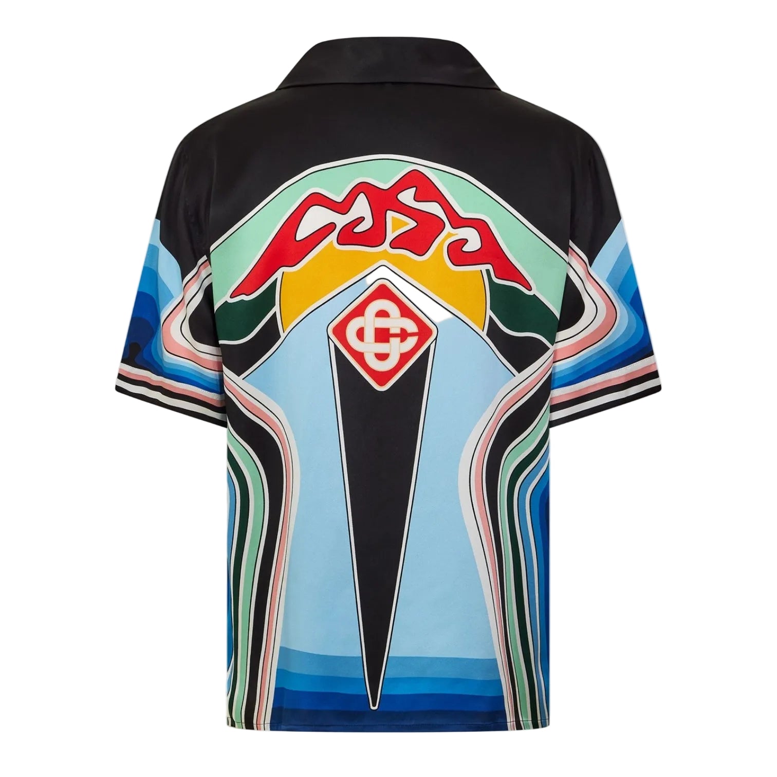 LUXURY HUB CASABLANCA MEN'S PATTERN SHORT SLEEVE BOWLING SHIRT