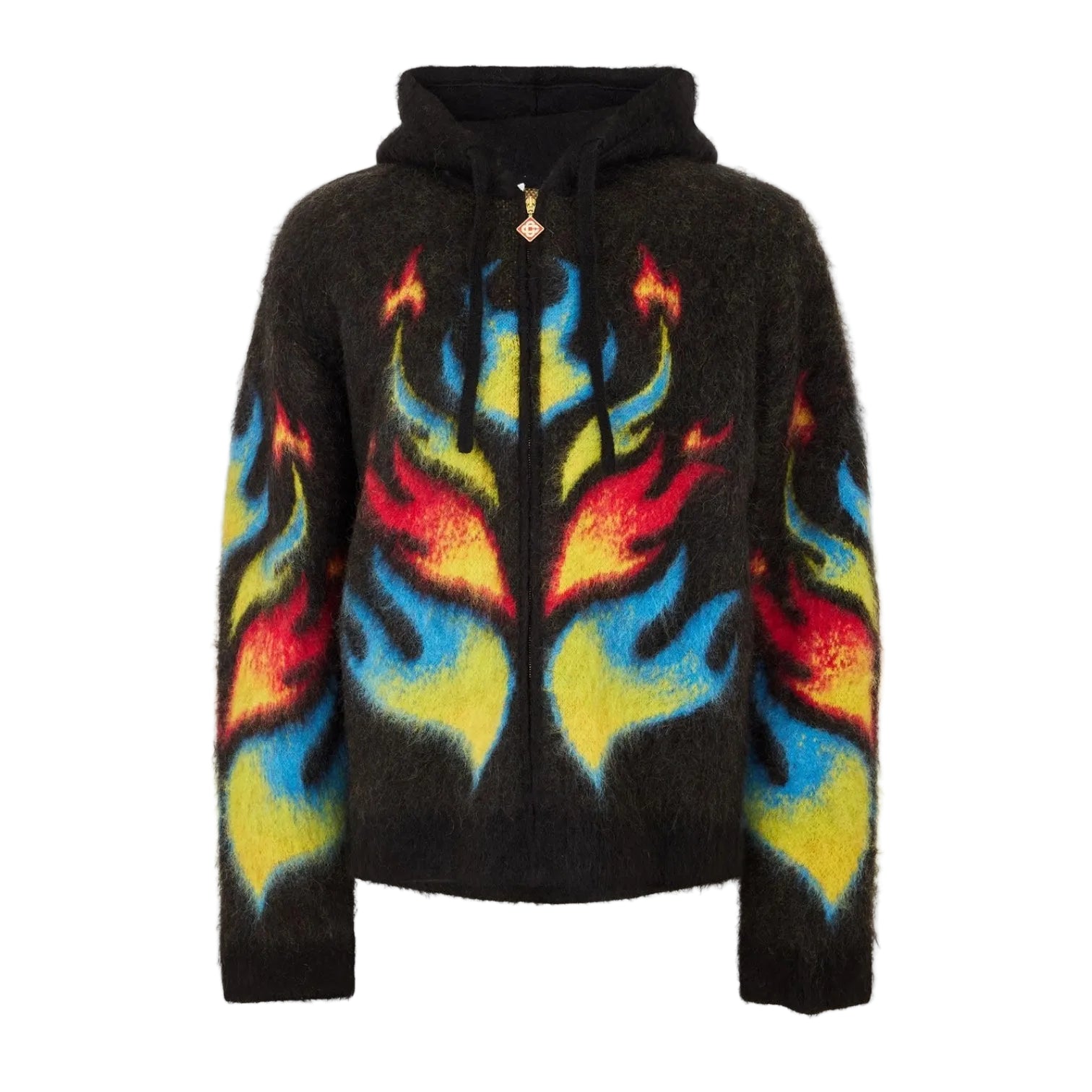 LUXURY HUB CASABLANCA MEN'S FLAME ZIPPED KNITTED TOP