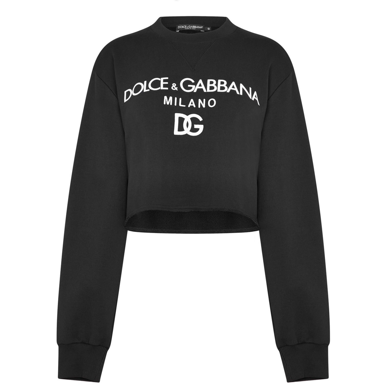 LUXURY HUB DOLCE AND GABBANA CROP LOGO SWEATSHIRT