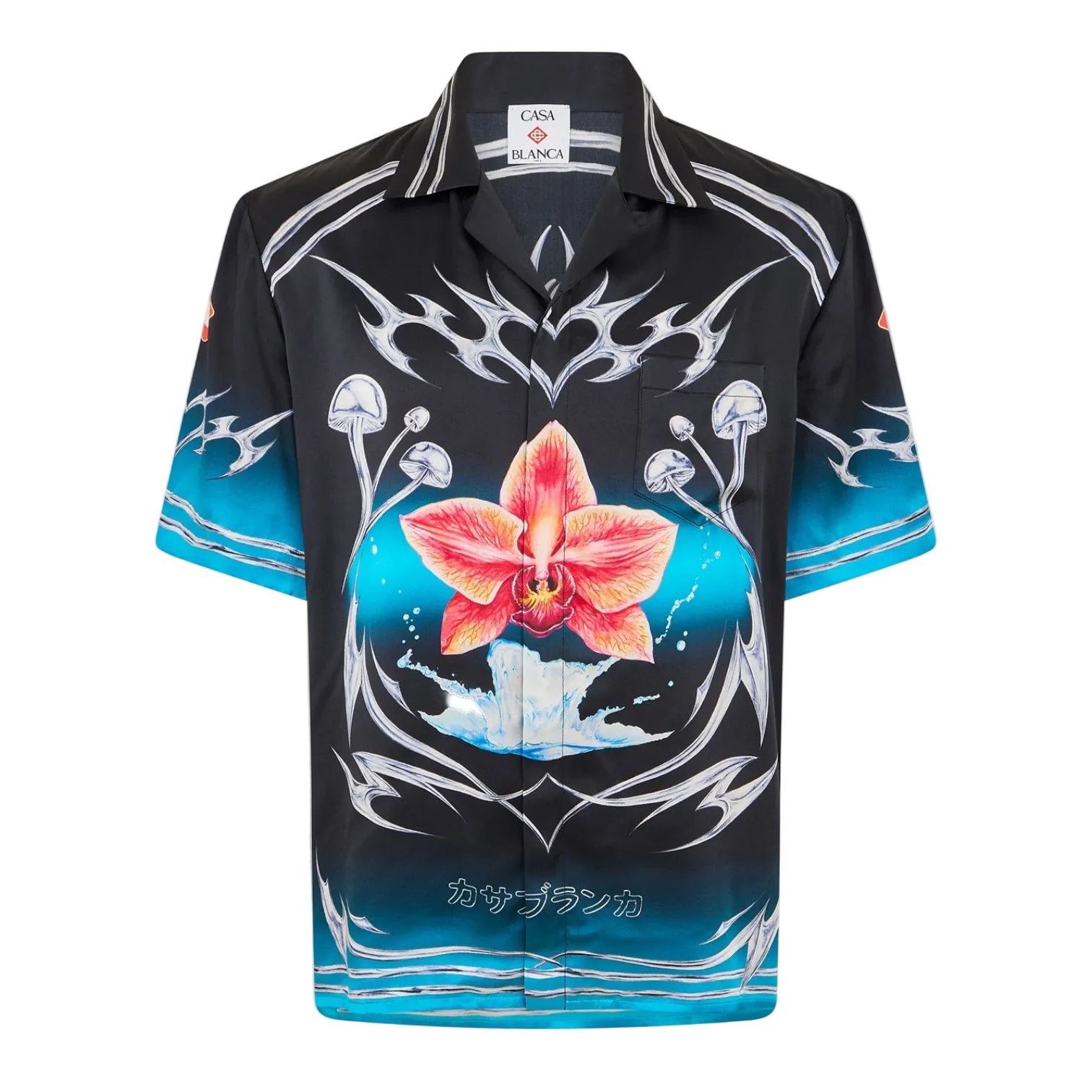 LUXURY HUB CASABLANCA MEN'S BLADES SHORT SLEEVE RELAXED FIT BOWLING SHIRT