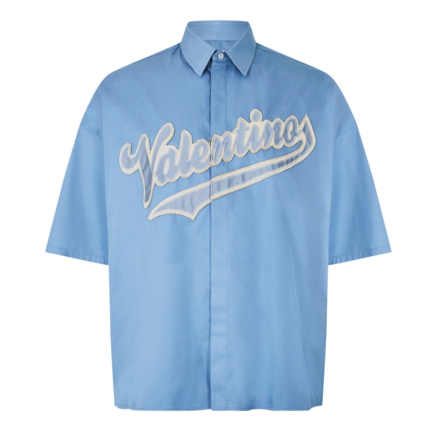 LUXURY HUB VALENTINO SHORT SLEEVE LOGO PATCH BOWLING SHIRT