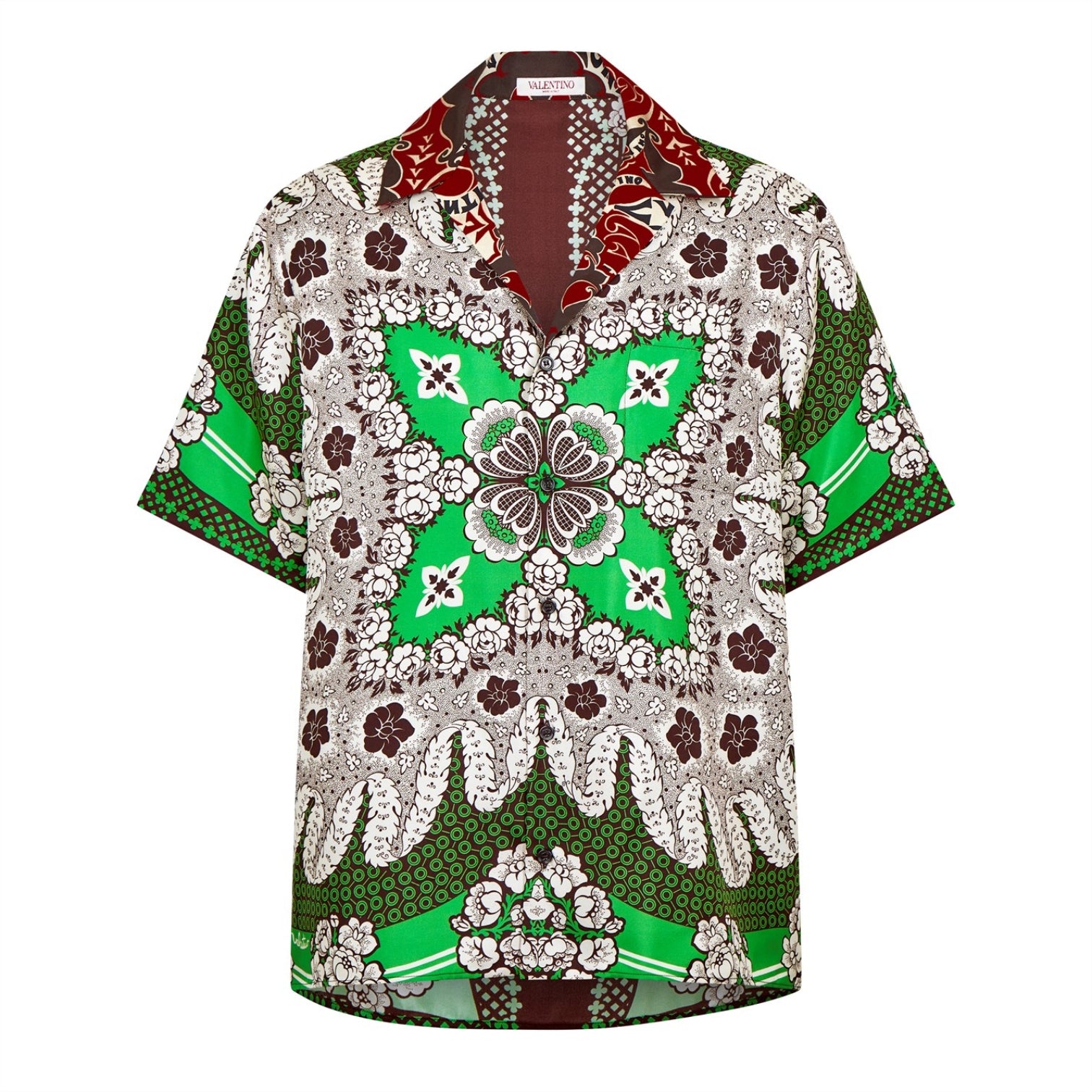 LUXURY HUB VALENTINO SHORT SLEEVE BANDANA SILK SHIRT