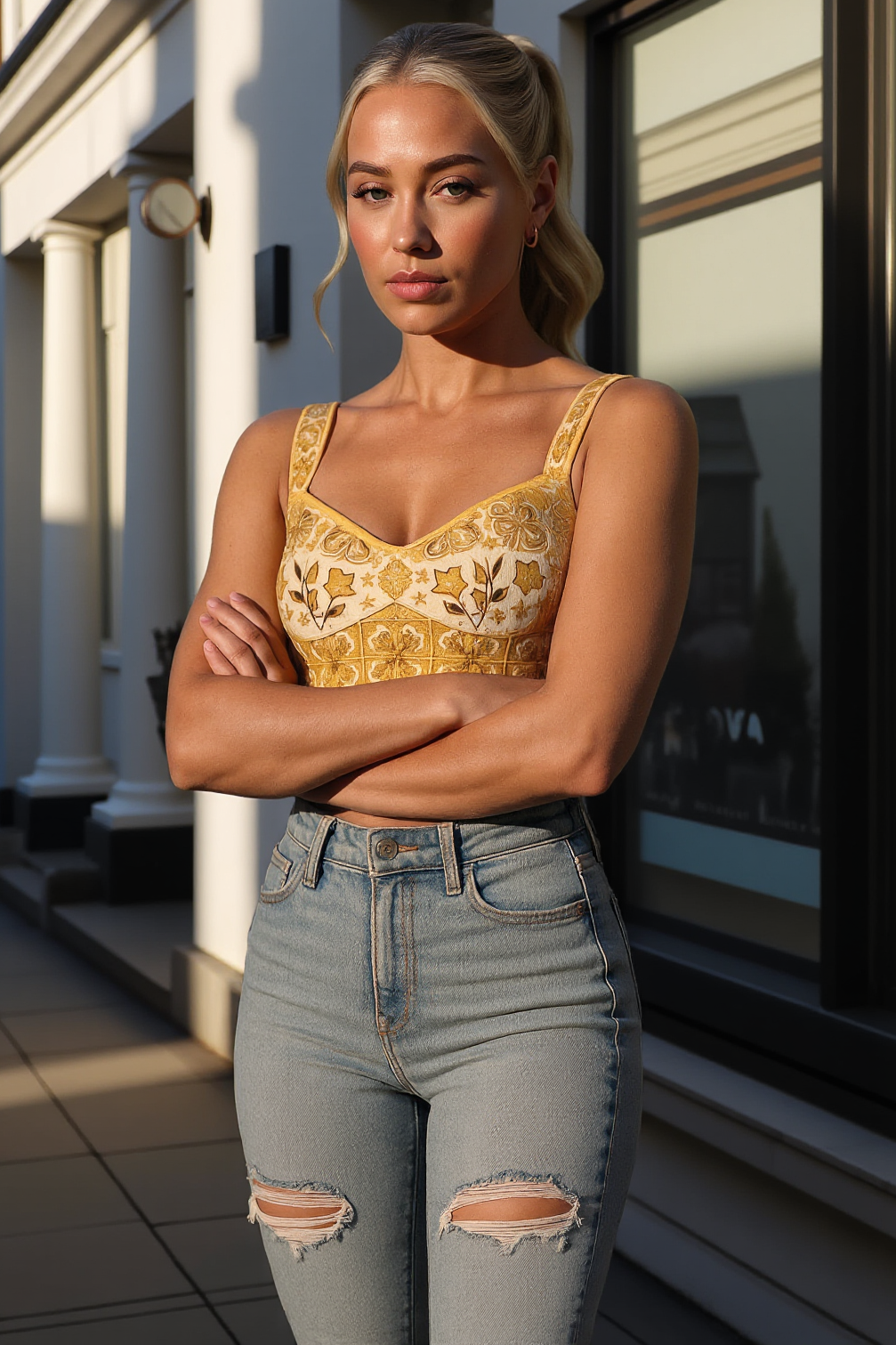 LUXURY HUB DOLCE AND GABBANA CROPPED POPLIN CORSET TOP