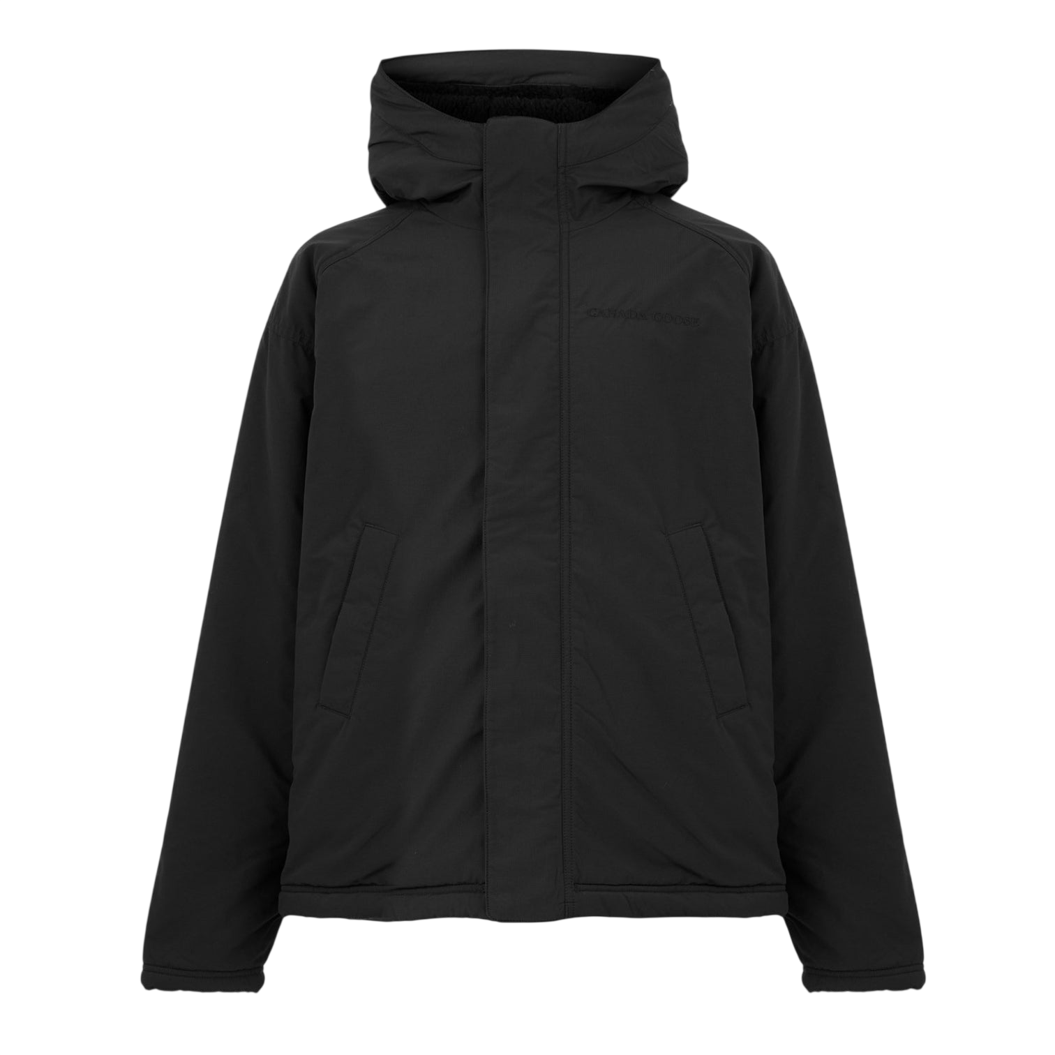 LUXURY HUB CANADA GOOSE MEN'S ALBERNI BOMBER HOODED LONG SLEEVE SHERPA JACKET